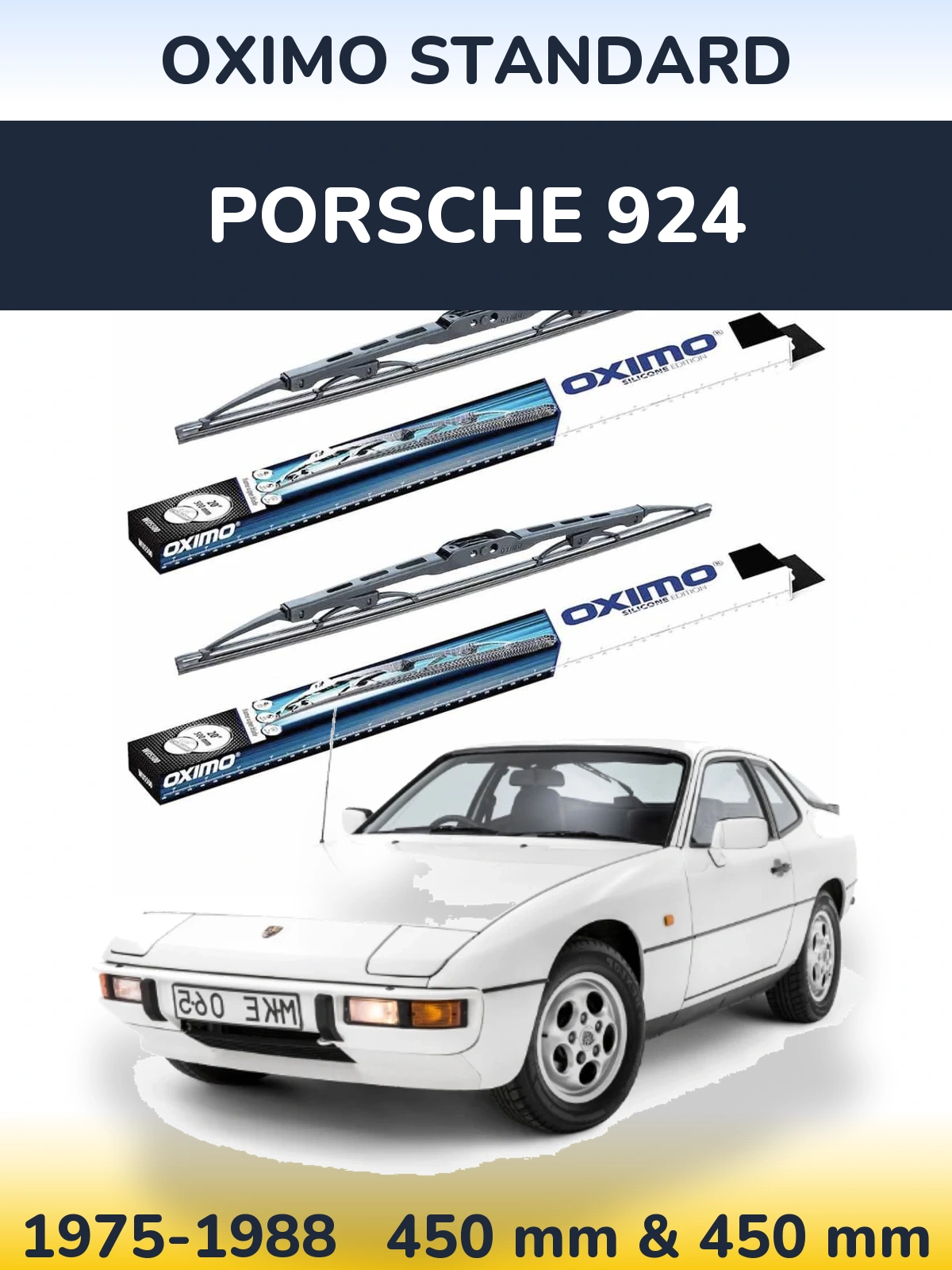 Front wiper blade set Oximo Standard 450 & 450 мм for Porsche 924 1975-1988