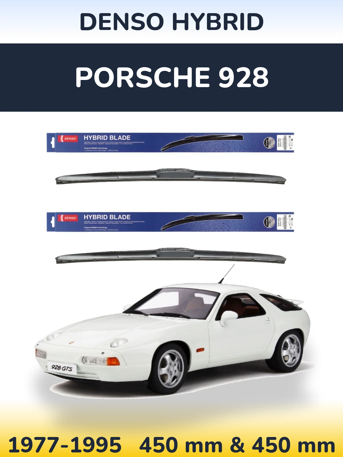 Komplet przednich wycieraczek Denso Hybrid 450 & 450 mm do Porsche 928 1977-1995