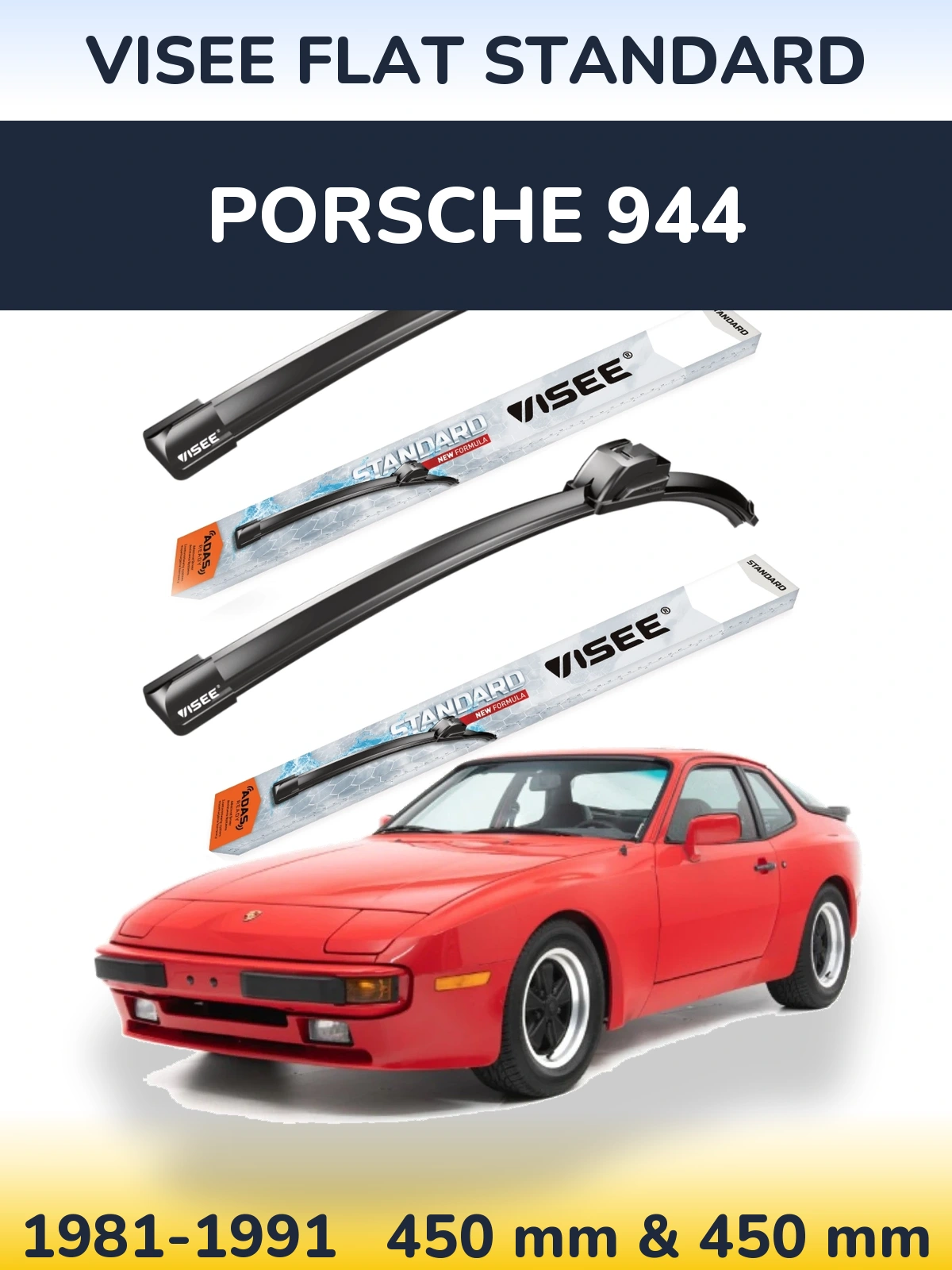 Komplet przednich wycieraczek VISEE FLAT STANDARD 450 & 450 mm do Porsche 944 1981-1991