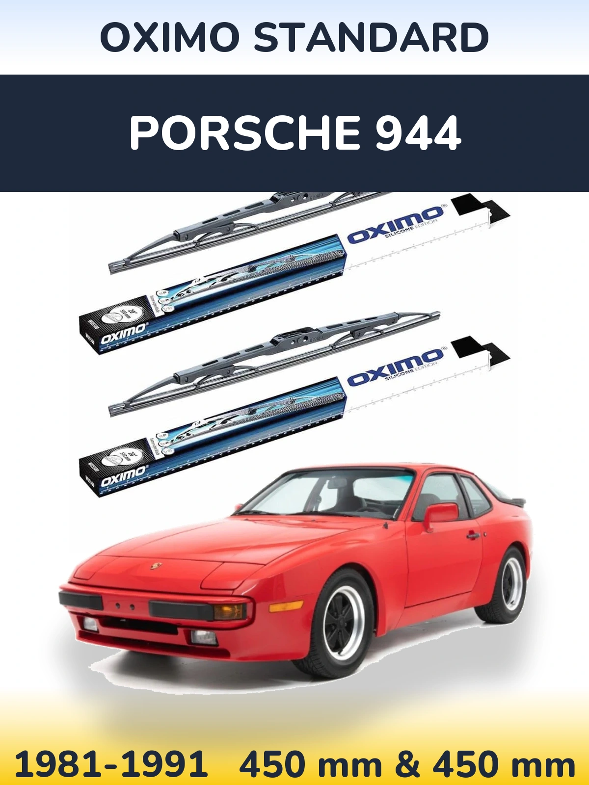 Front wiper blade set Oximo Standard 450 & 450 мм for Porsche 944 1981-1991