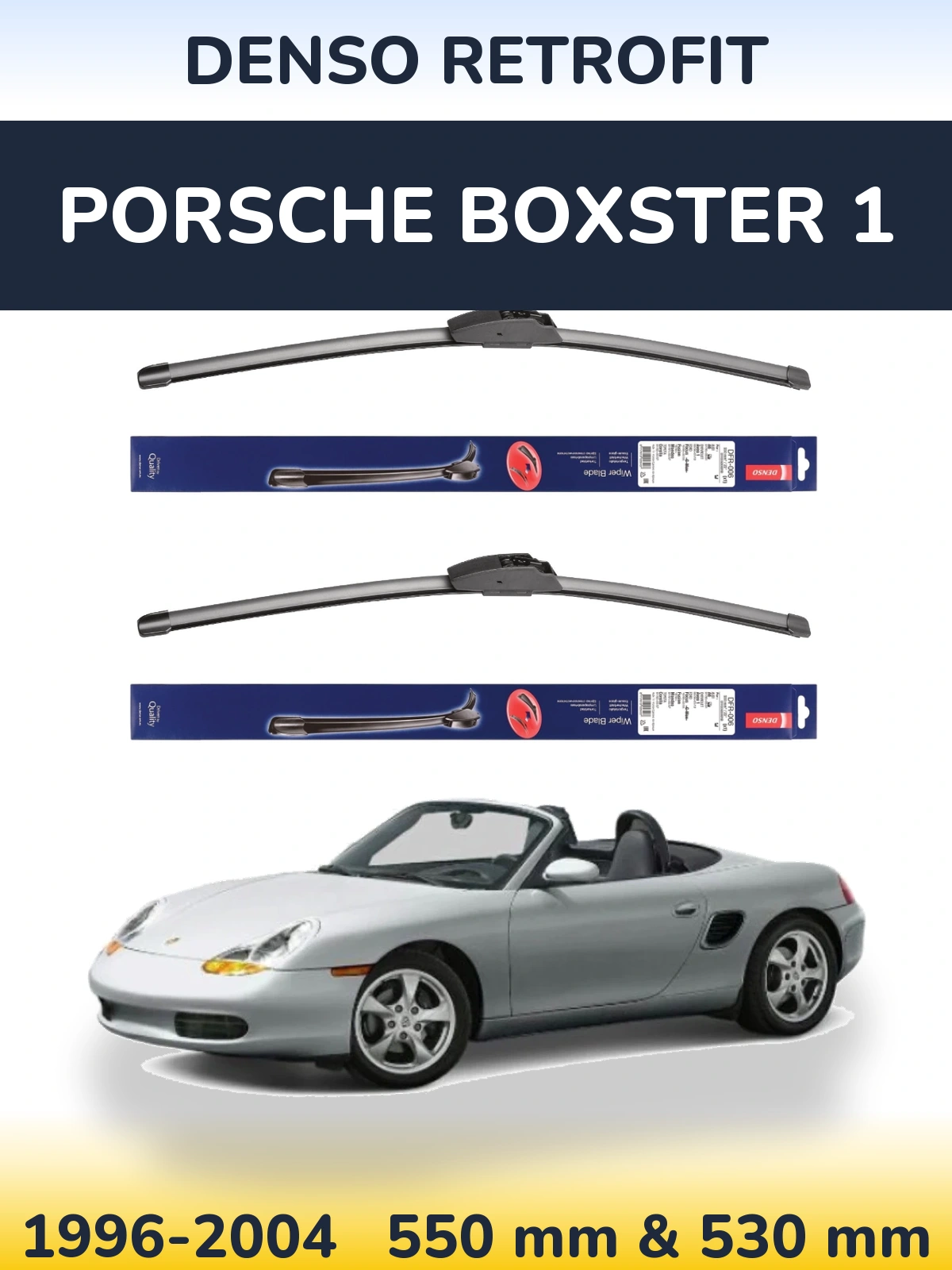 Front wiper blade set Denso Retrofit 550 & 530 мм for Porsche Boxster 1 1996-2004