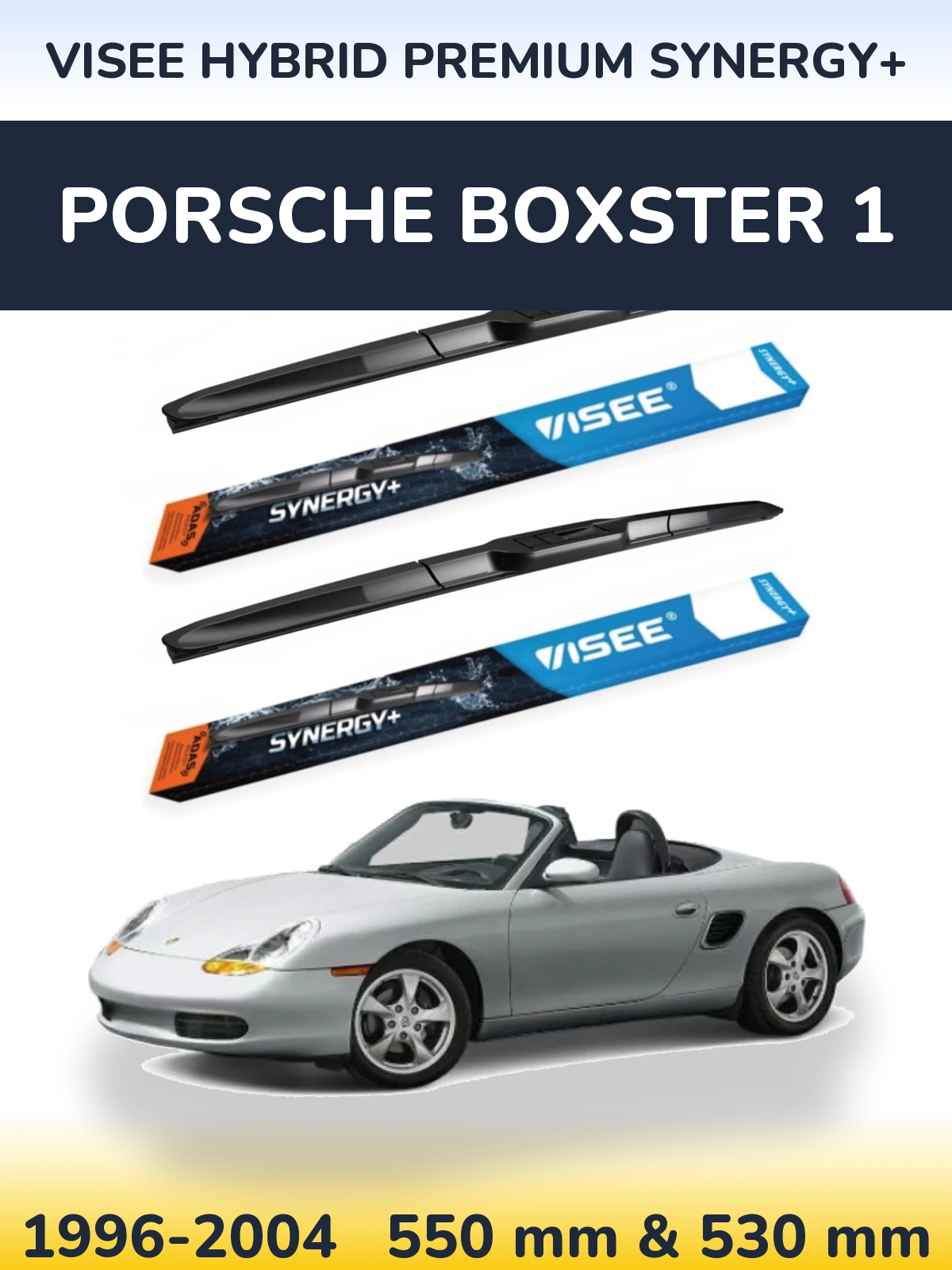 Komplet przednich wycieraczek VISEE HYBRID PREMIUM SYNERGY+ 550 & 530 mm do Porsche Boxster 1 1996-2004