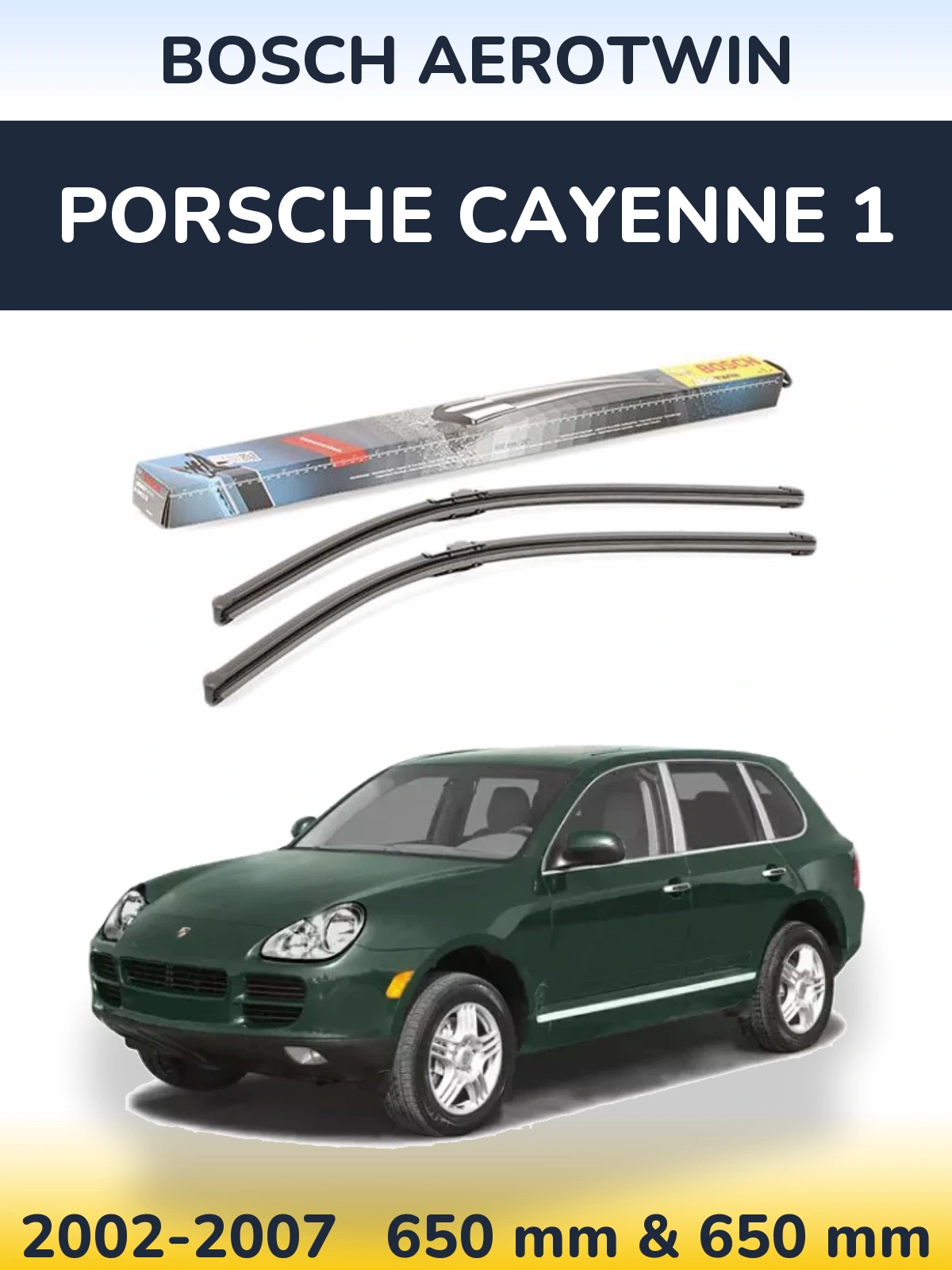Komplet przednich wycieraczek BOSCH AeroTwin 650 & 650 mm do Porsche Cayenne 1 2002-2007
