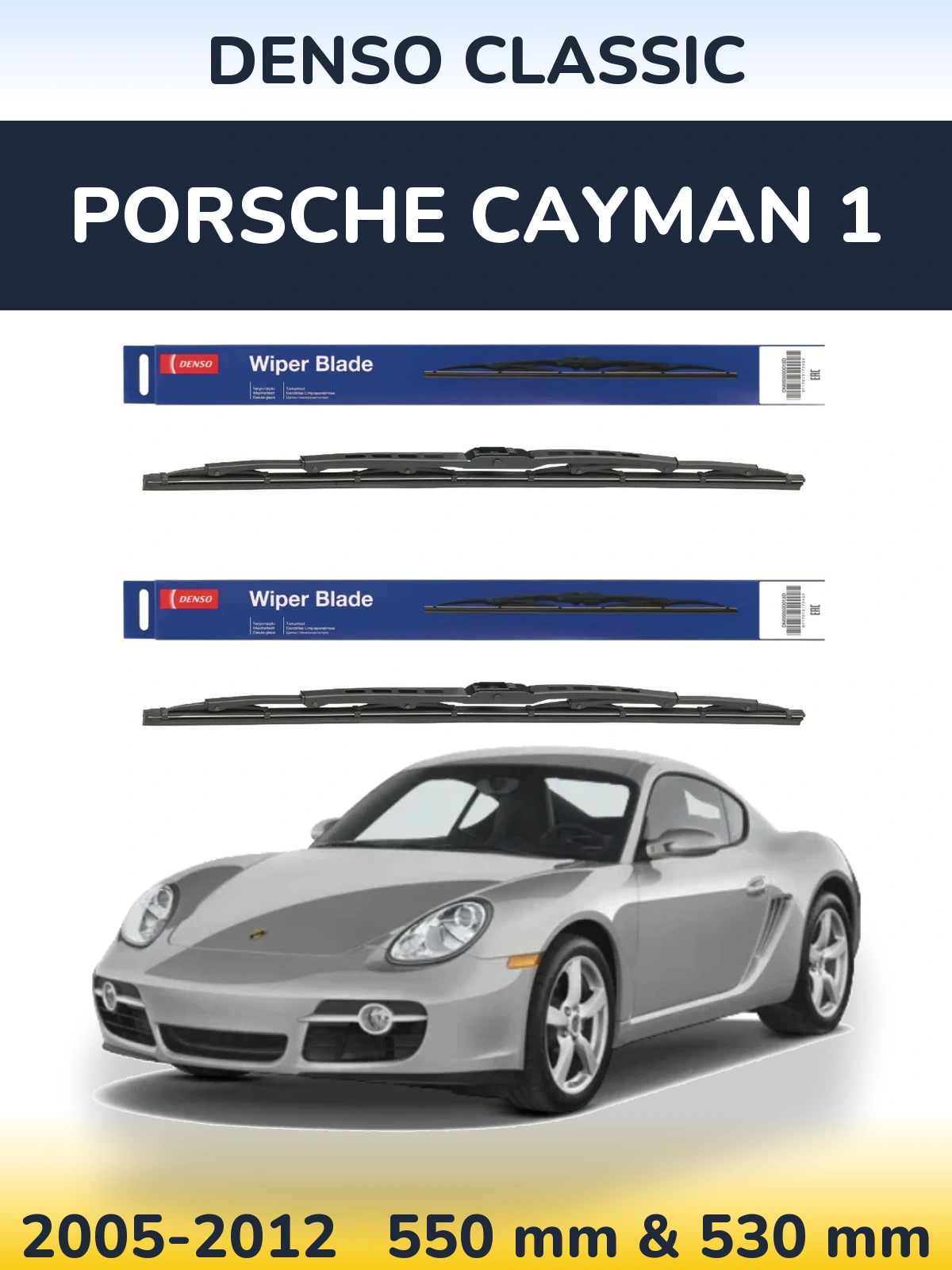 Komplet przednich wycieraczek Denso Classic 550 & 530 mm do Porsche Cayman 1 2005-2012