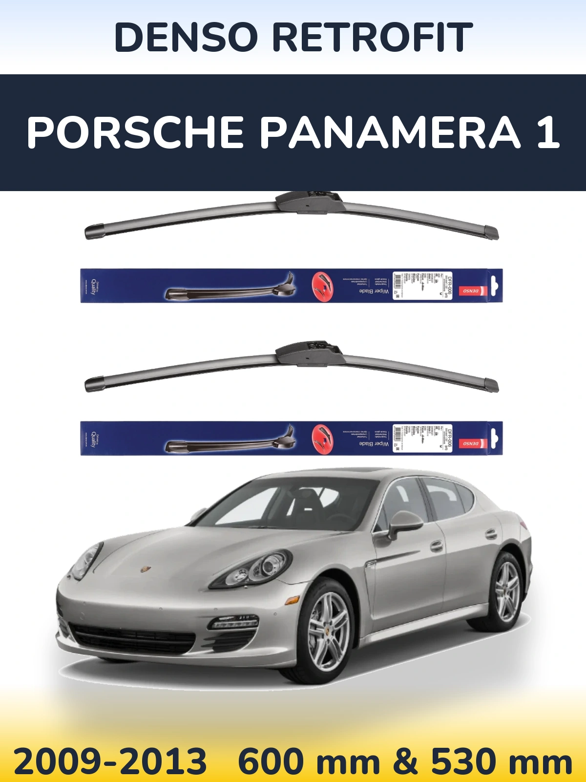 Front wiper blade set Denso Retrofit 600 & 530 мм for Porsche Panamera 1 2009-2013