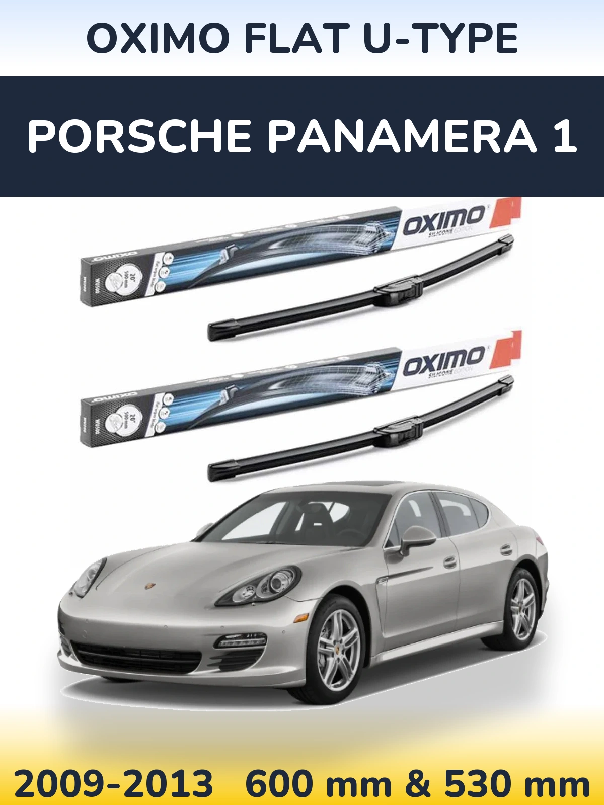 Front wiper blade set Oximo Flat U-type 600 & 530 мм for Porsche Panamera 1 2009-2013