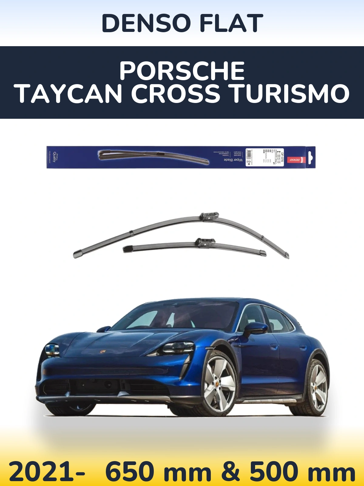Front wiper blade set Denso Flat 630 & 500 мм for Porsche Taycan Cross Turismo 2021-2026