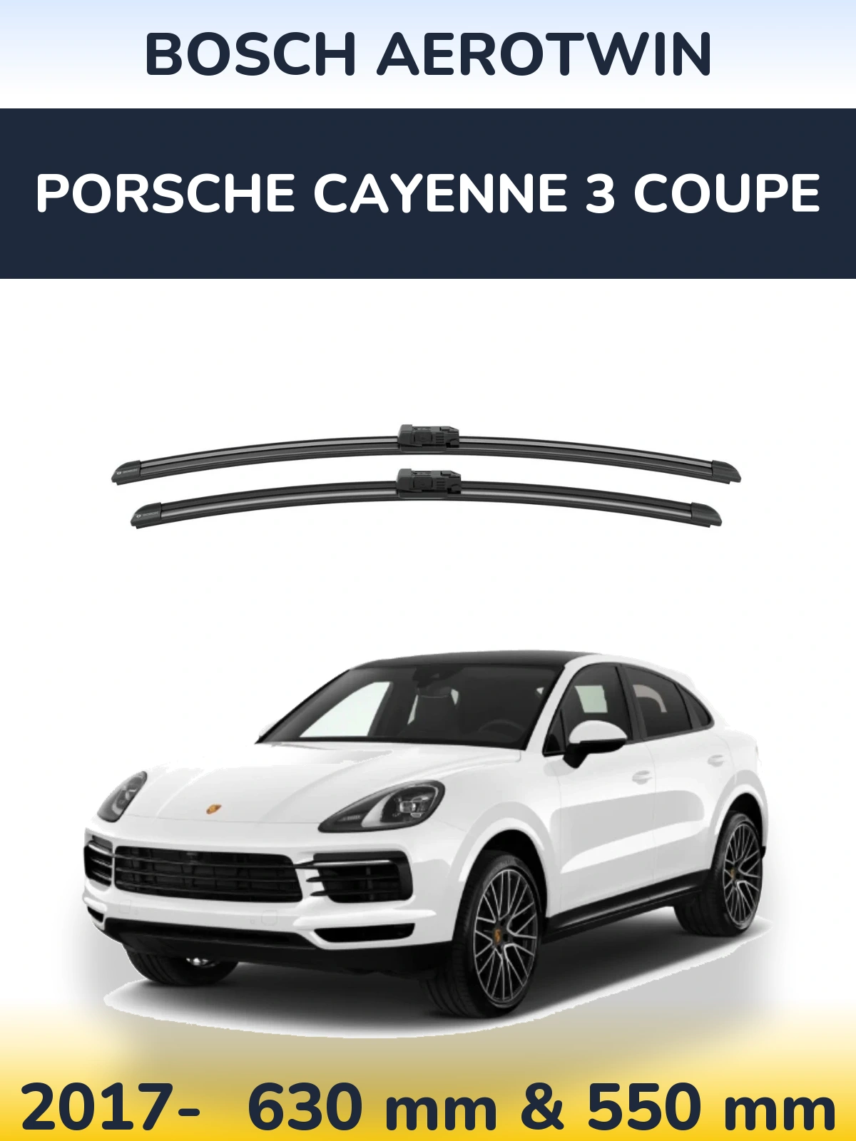 Front wiper blade set BOSCH AeroTwin 625 & 550 мм for Porsche Cayenne 3 Coupe 2017-2026