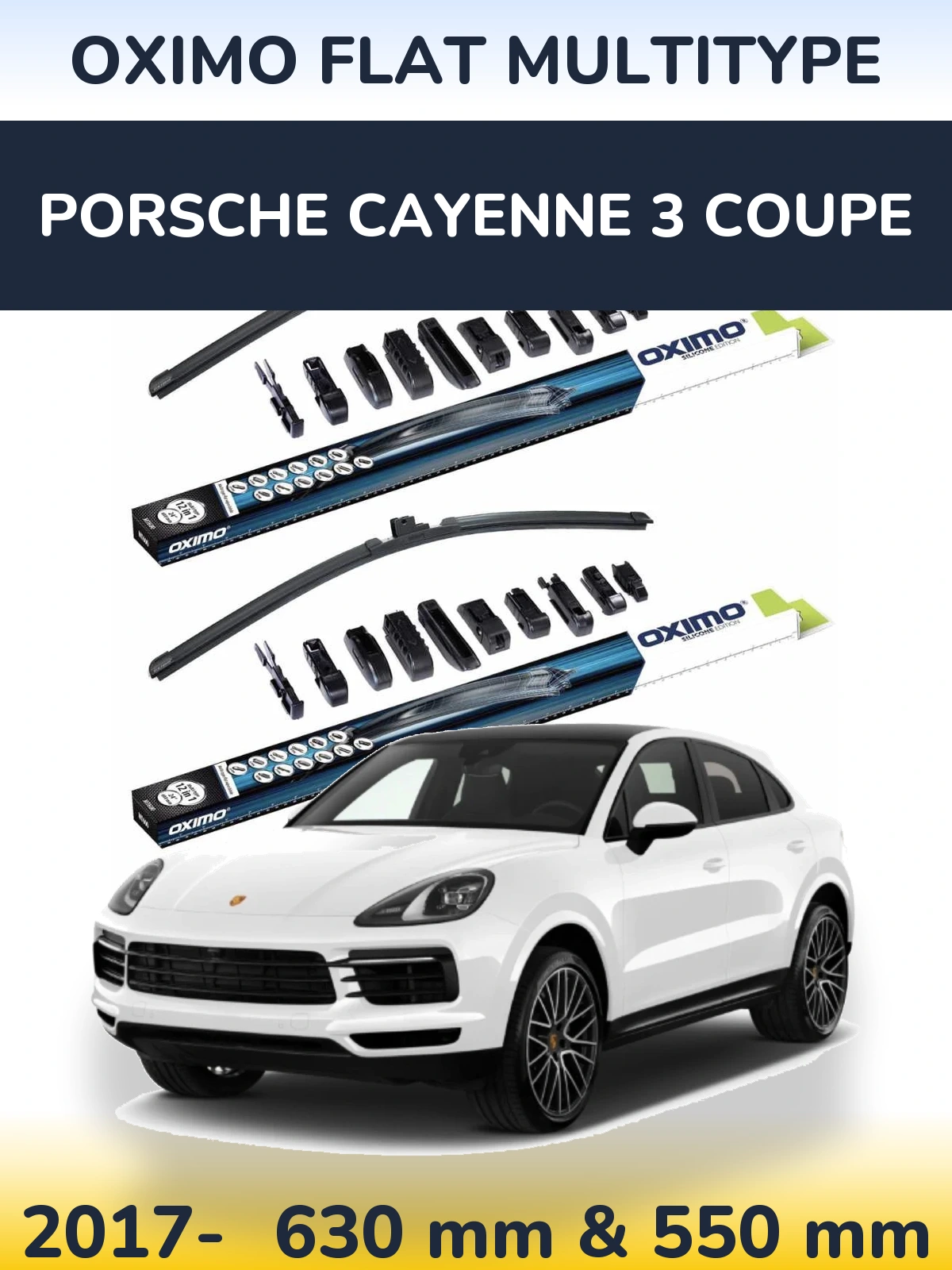 Комплект передних дворников Oximo Flat MultiТипe 600 & 550 мм для Porsche Cayenne 3 Coupe 2017-2026