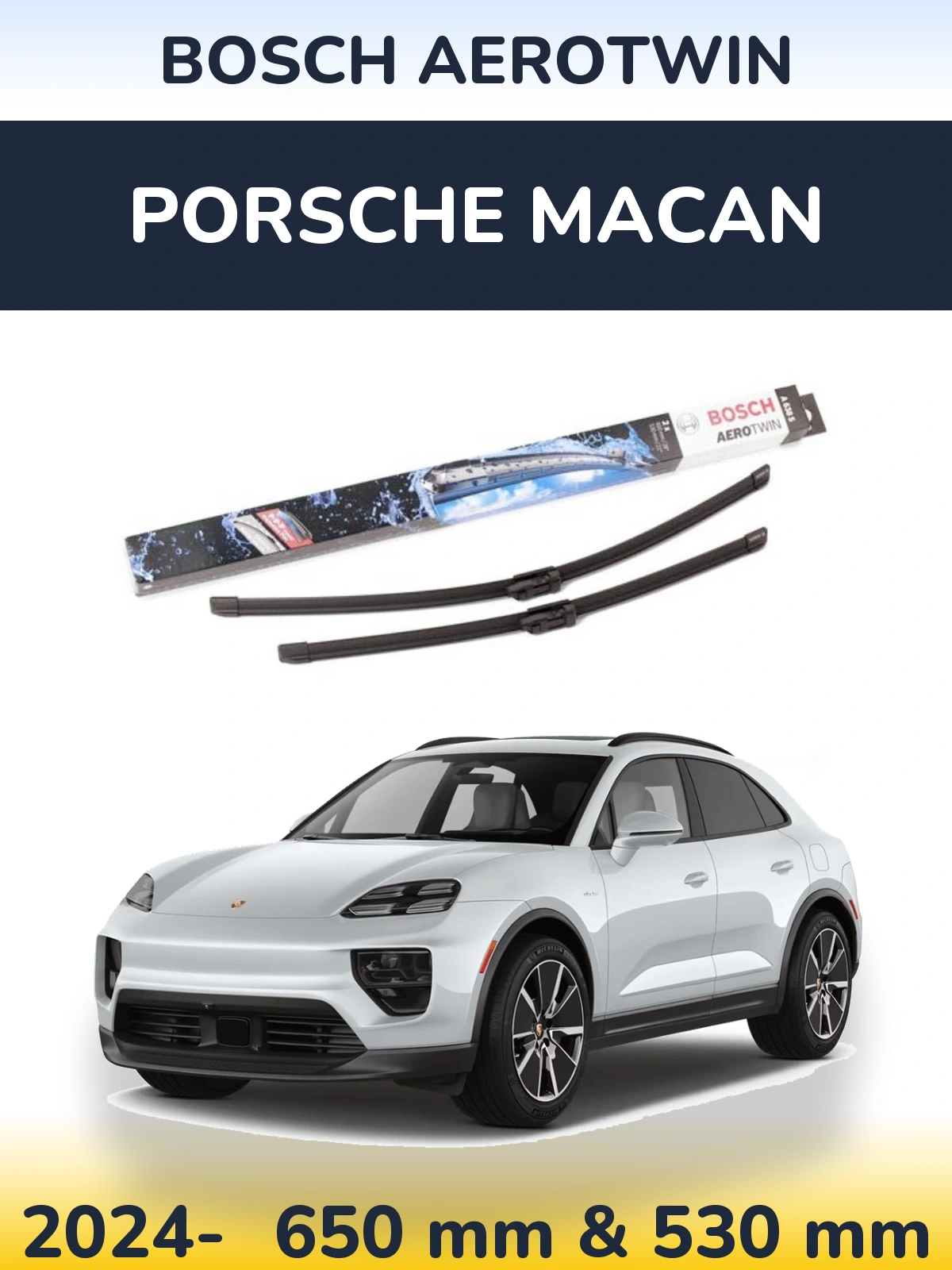 Komplet przednich wycieraczek BOSCH AeroTwin 650 & 530 mm do Porsche Macan 2024-2026