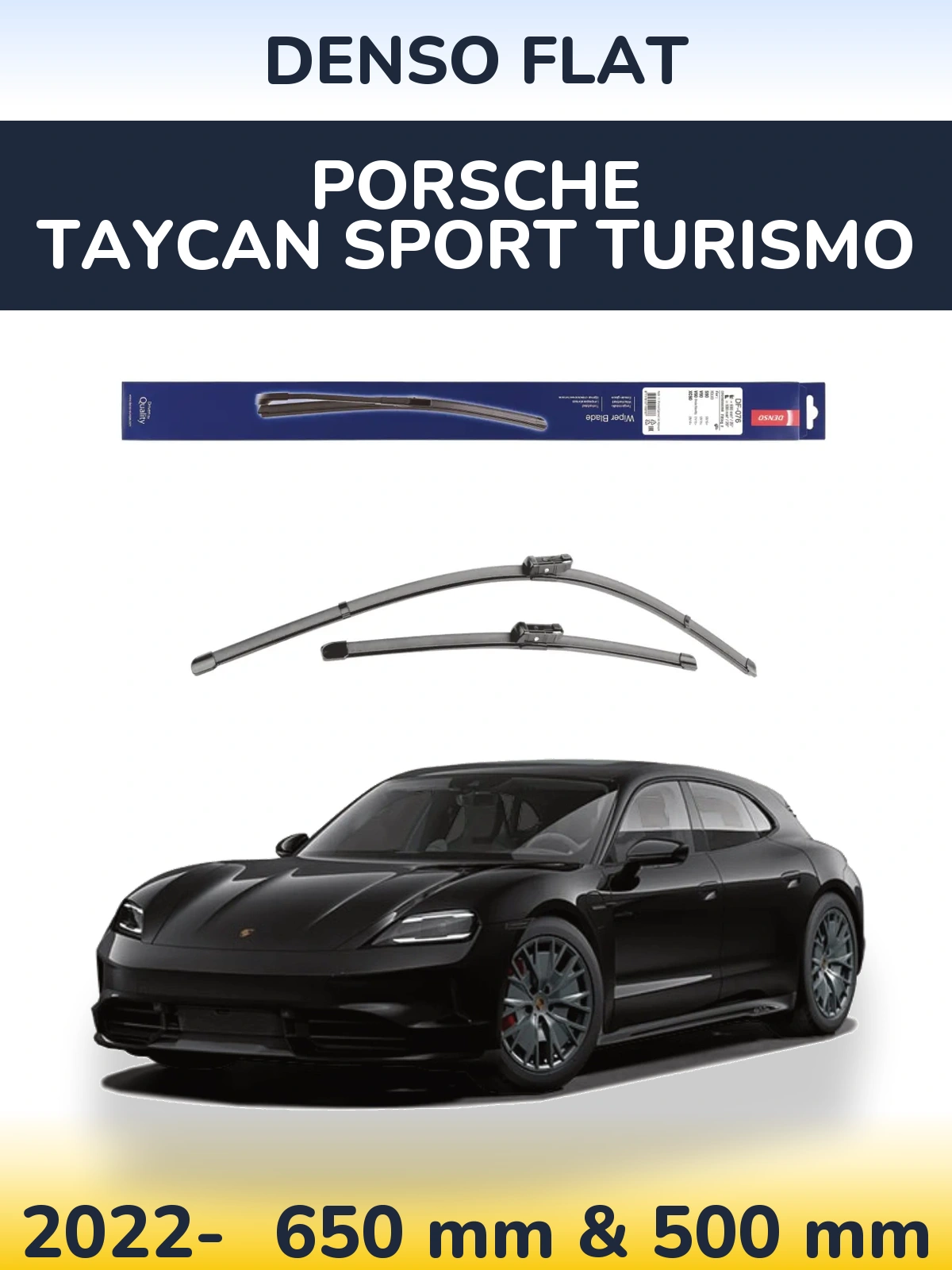 Комплект передніх щіток Denso Flat 630 & 500 мм для Porsche Taycan Sport Turismo 2022-2026