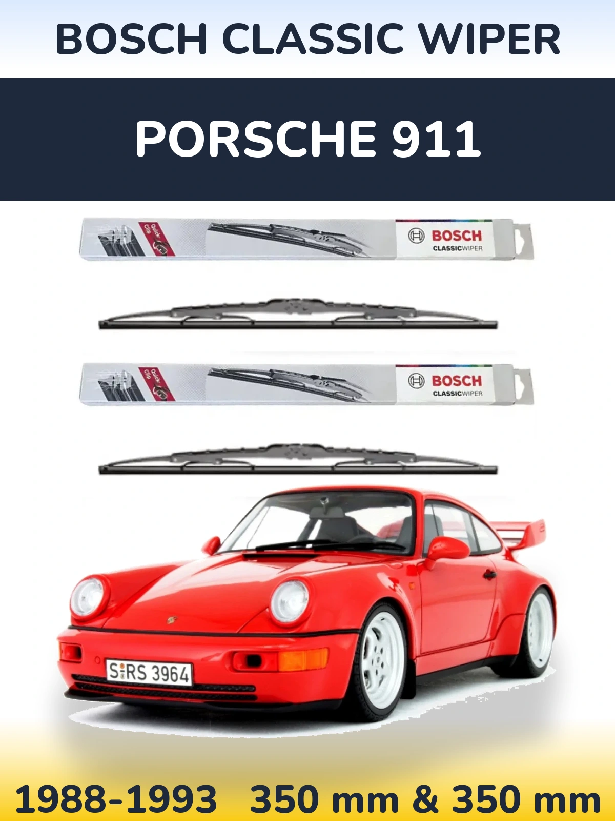 Комплект передніх щіток BOSCH Classic Wiper 340 & 340 мм для Porsche 911 1988-1993
