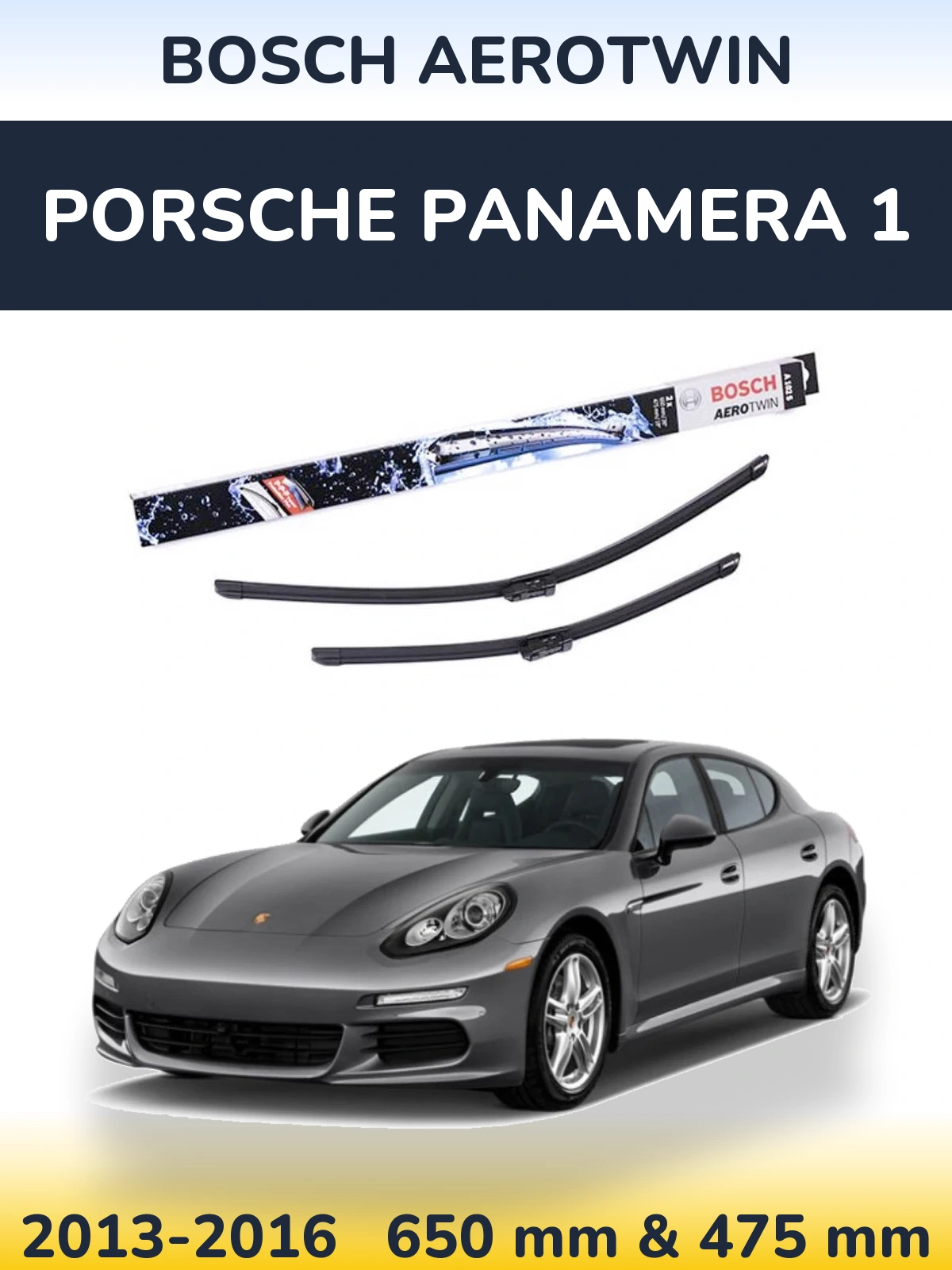 Front wiper blade set BOSCH AeroTwin 650 & 475 мм for Porsche Panamera 1 2013-2016
