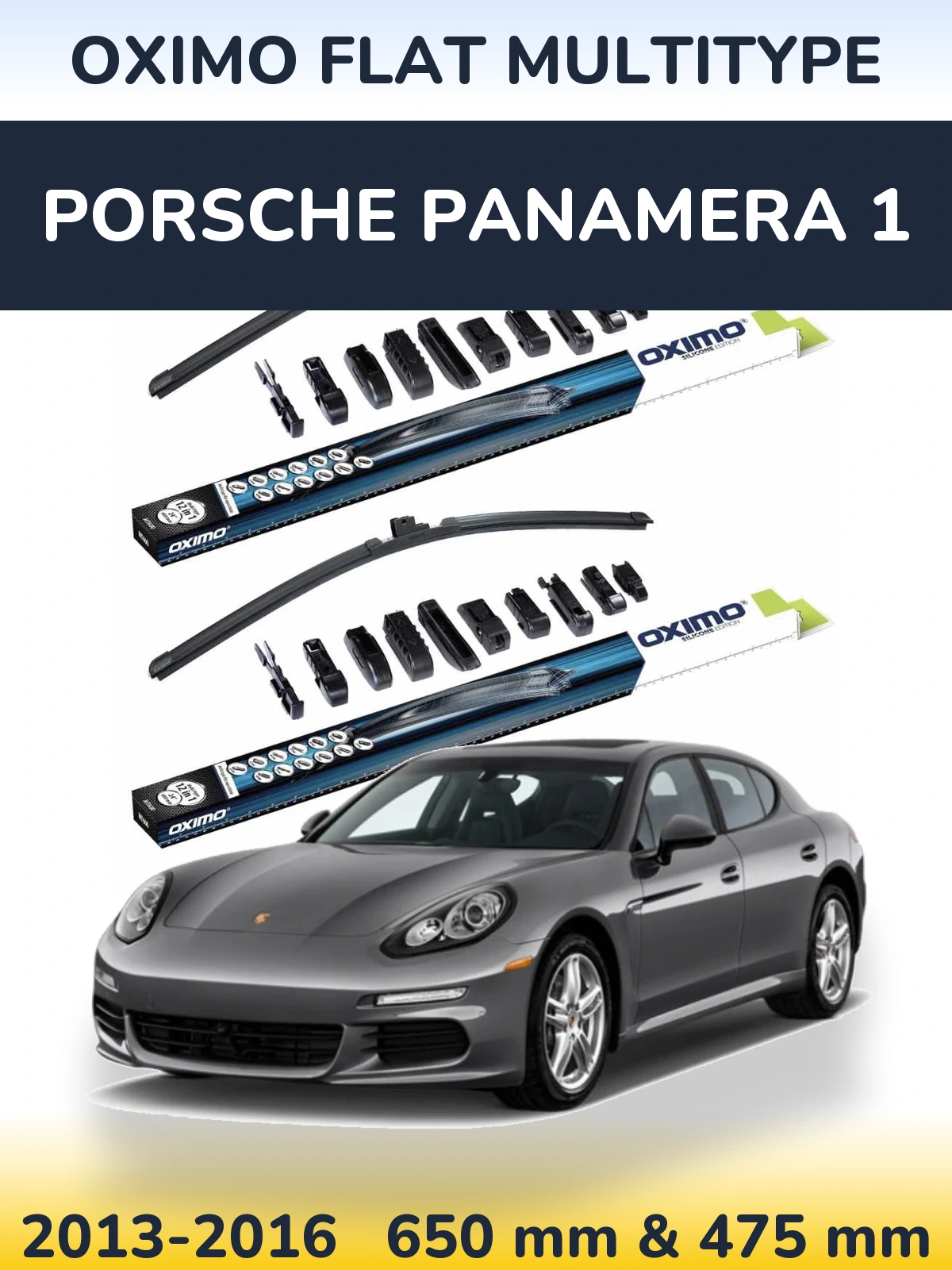 Front wiper blade set Oximo Flat MultiTypee 650 & 475 мм for Porsche Panamera 1 2013-2016
