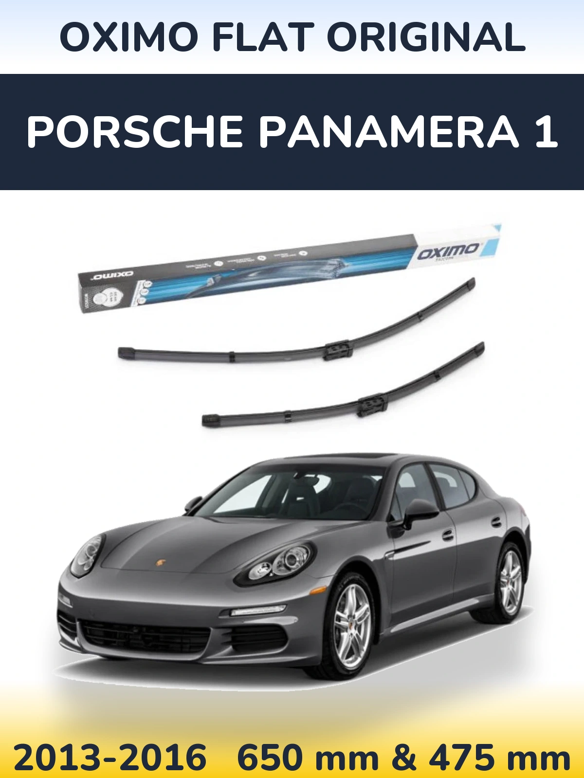 Front wiper blade set Oximo Flat Original 650 & 475 мм for Porsche Panamera 1 2013-2016
