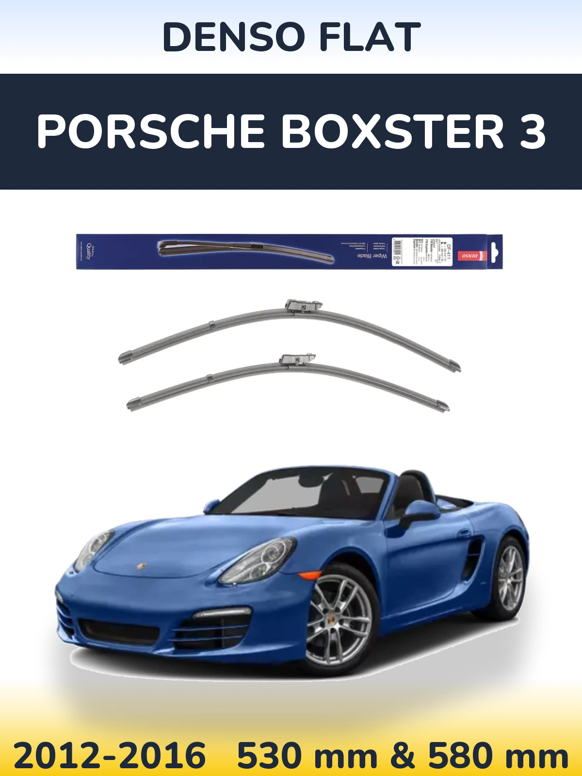 Komplet przednich wycieraczek Denso Flat 530 & 580 mm do Porsche Boxster 3 2012-2016
