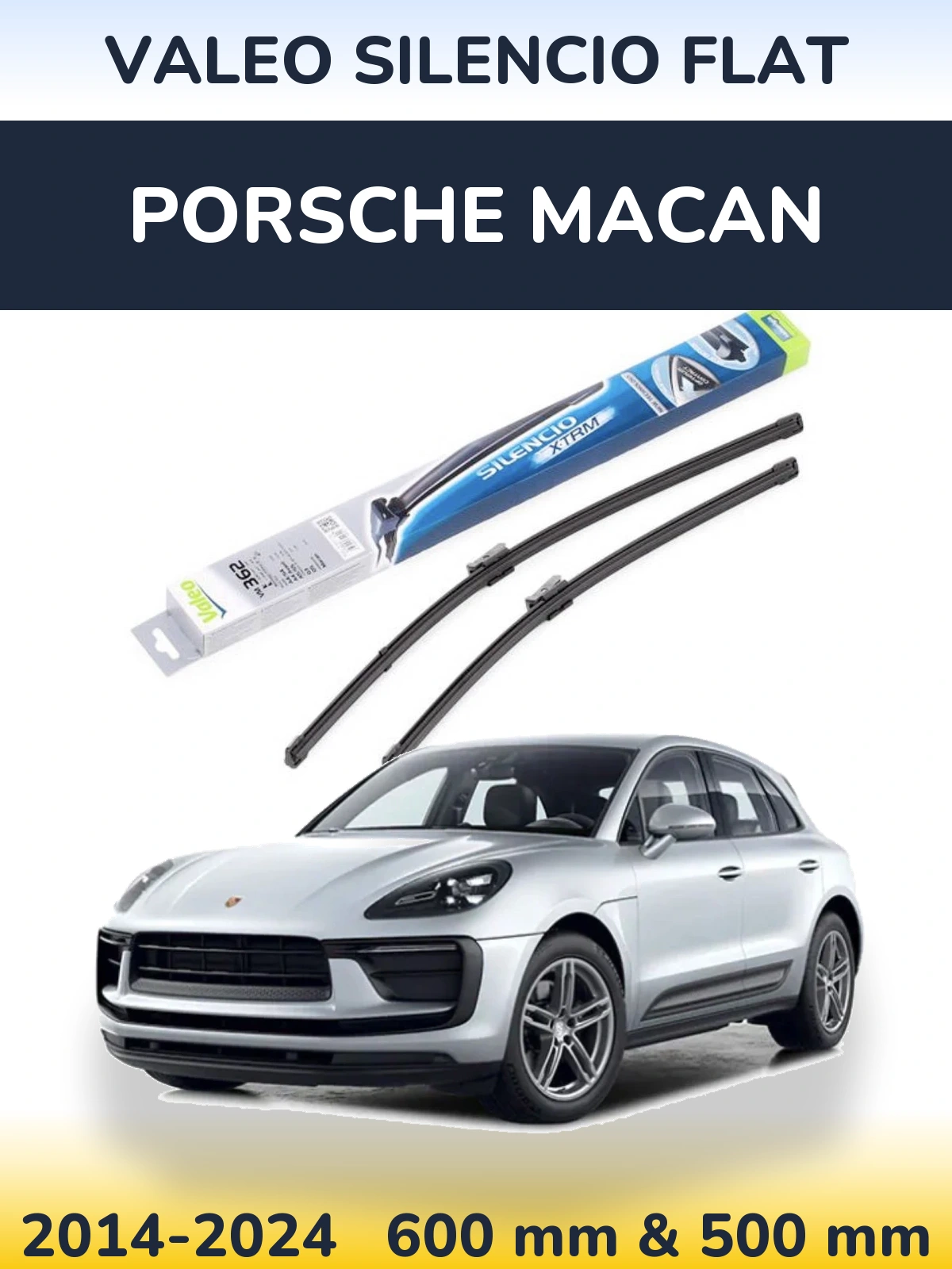 Komplet przednich wycieraczek Valeo Silencio Flat 600 & 500 mm do Porsche Macan 2014-2024