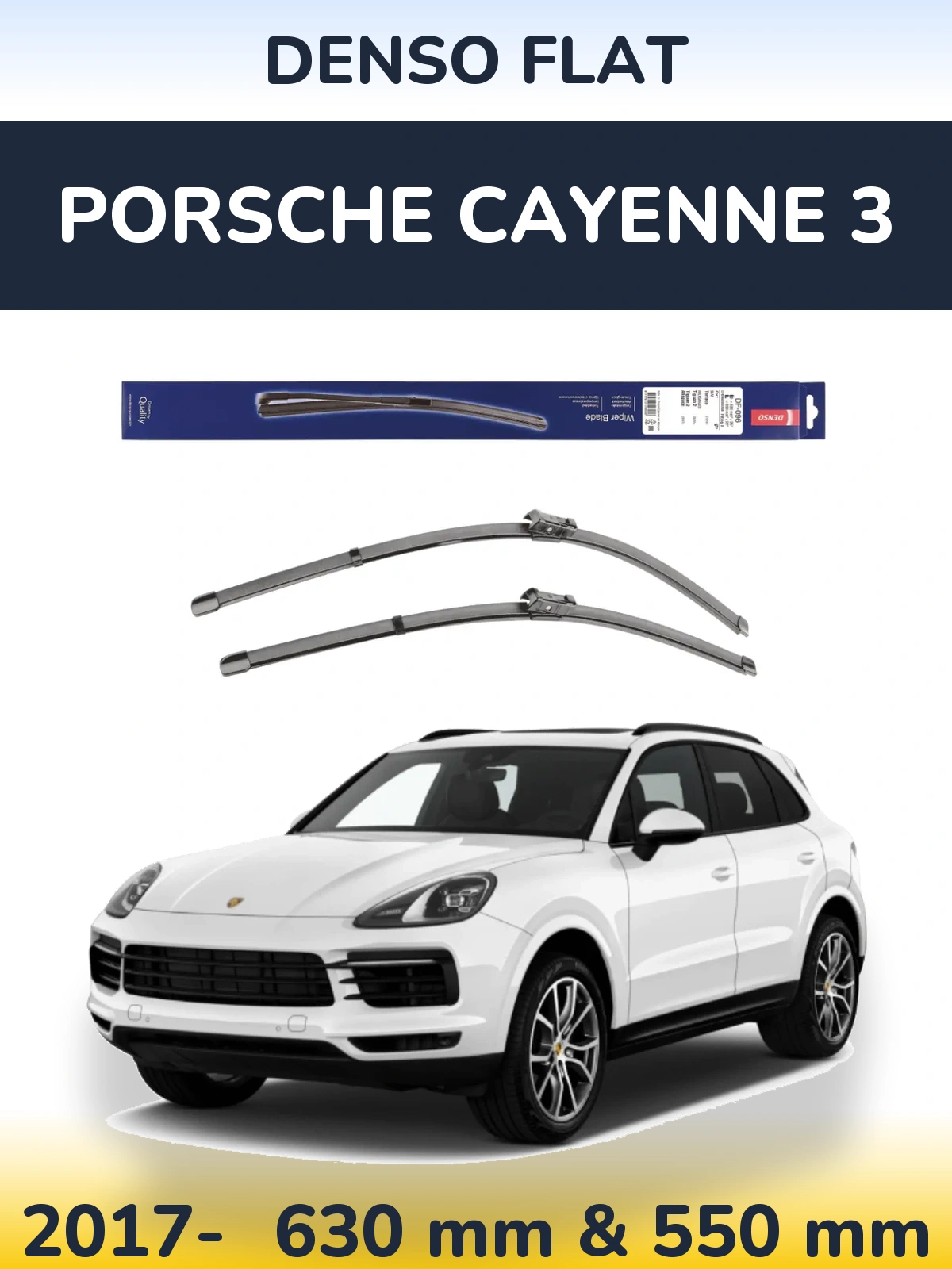 Front wiper blade set Denso Flat 630 & 550 mm for Porsche Cayenne 3 2017-2026