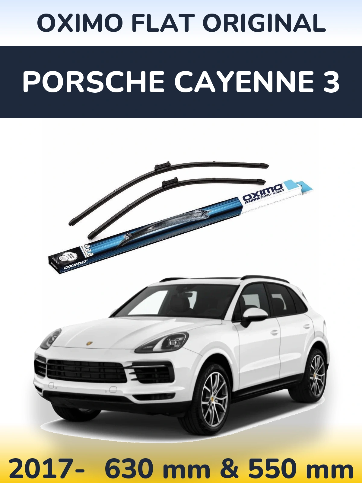 Front wiper blade set Oximo Flat Original 630 & 550 mm for Porsche Cayenne 3 2017-2026
