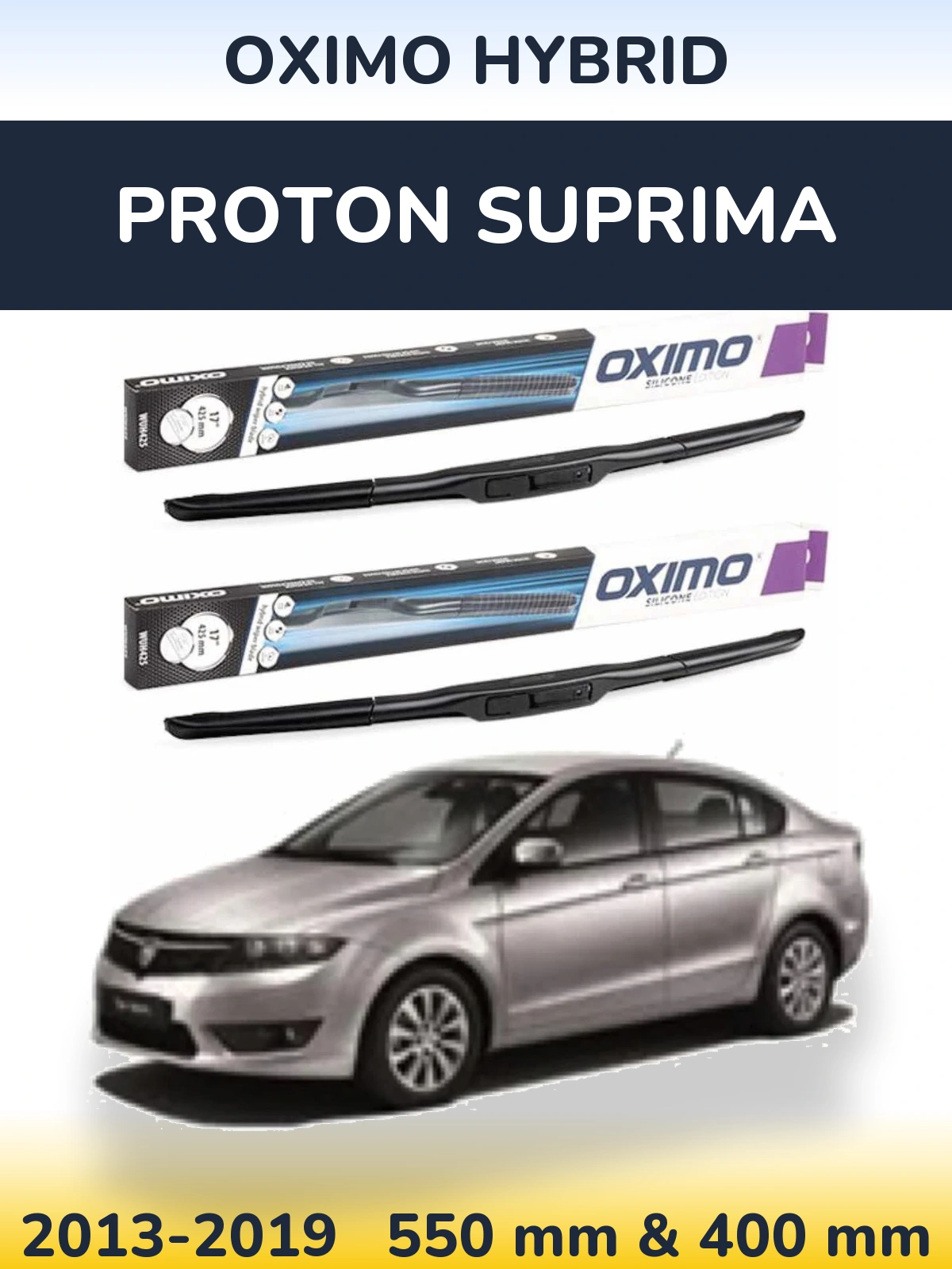 Комплект передних дворников Oximo Hybrid 550 & 400 мм для Proton Suprima 2013-2019