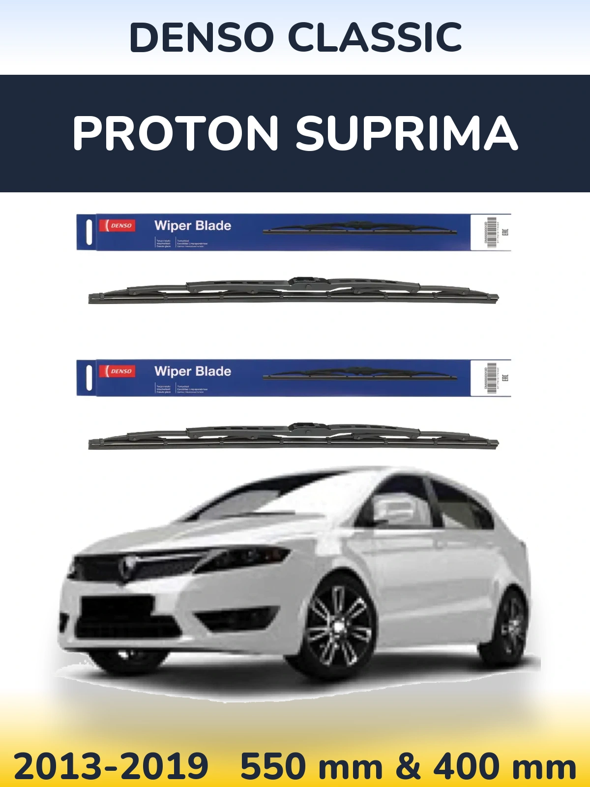 Komplet przednich wycieraczek Denso Classic 550 & 400 mm do Proton Suprima 2013-2019