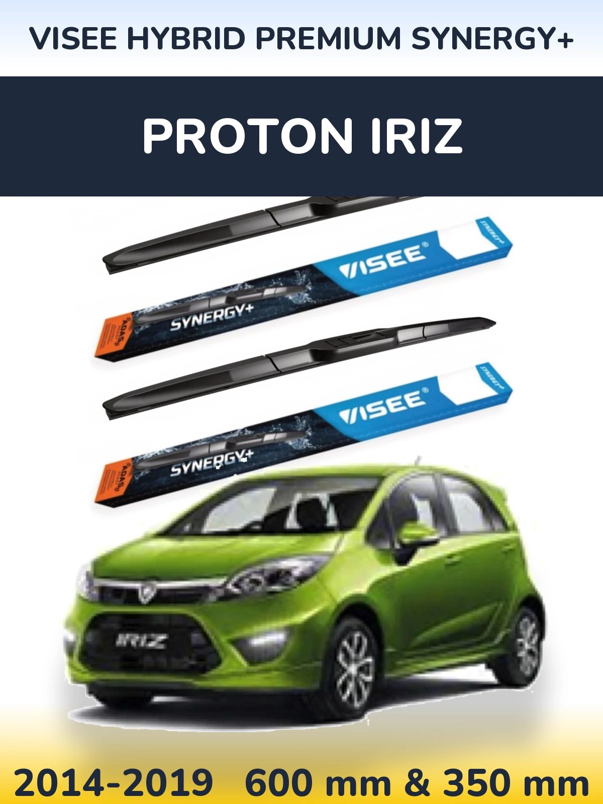 Komplet przednich wycieraczek VISEE HYBRID PREMIUM SYNERGY+ 600 & 350 mm do Proton Iriz 2014-2019