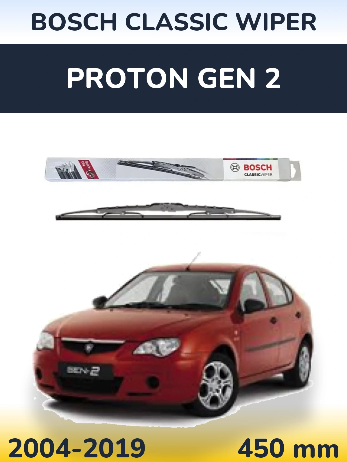 Rear wiper blade BOSCH Classic Wiper 450 mm for Proton Gen 2 2004-2019