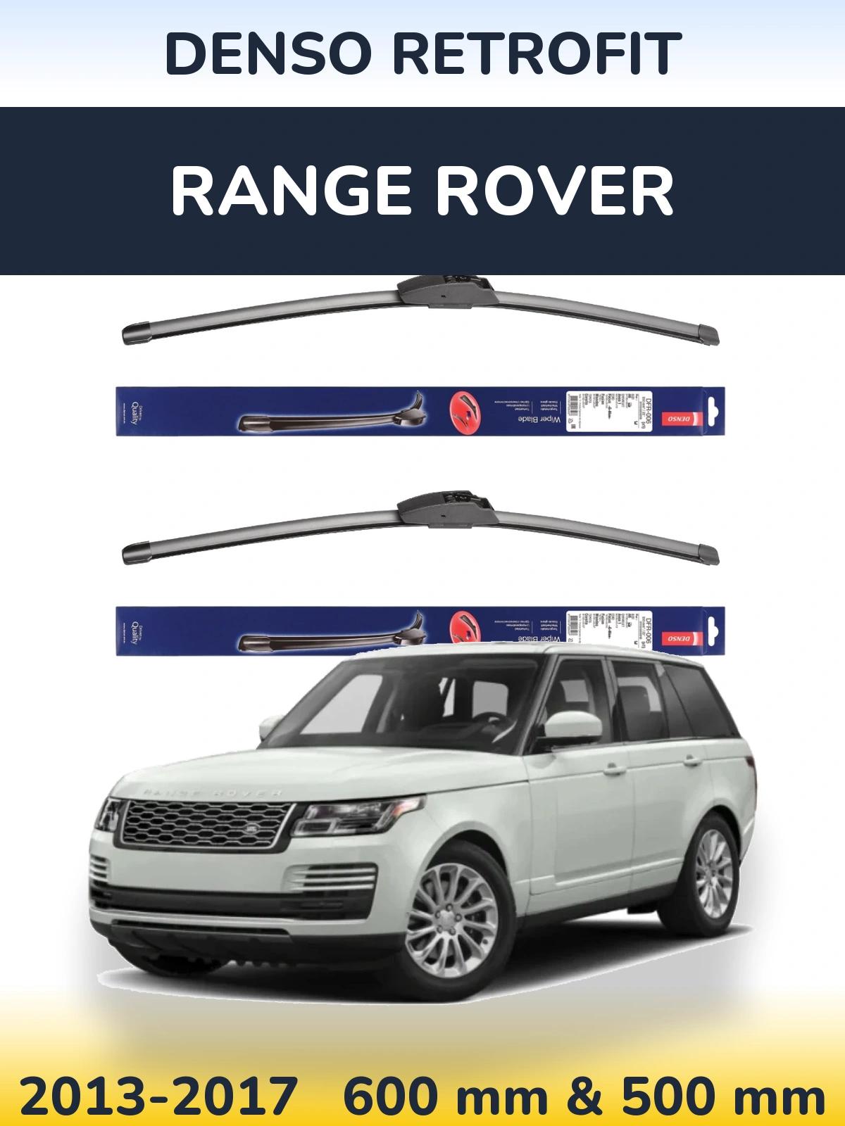 Komplet przednich wycieraczek Denso Retrofit 600 & 500 mm do Range Rover  2013-2017