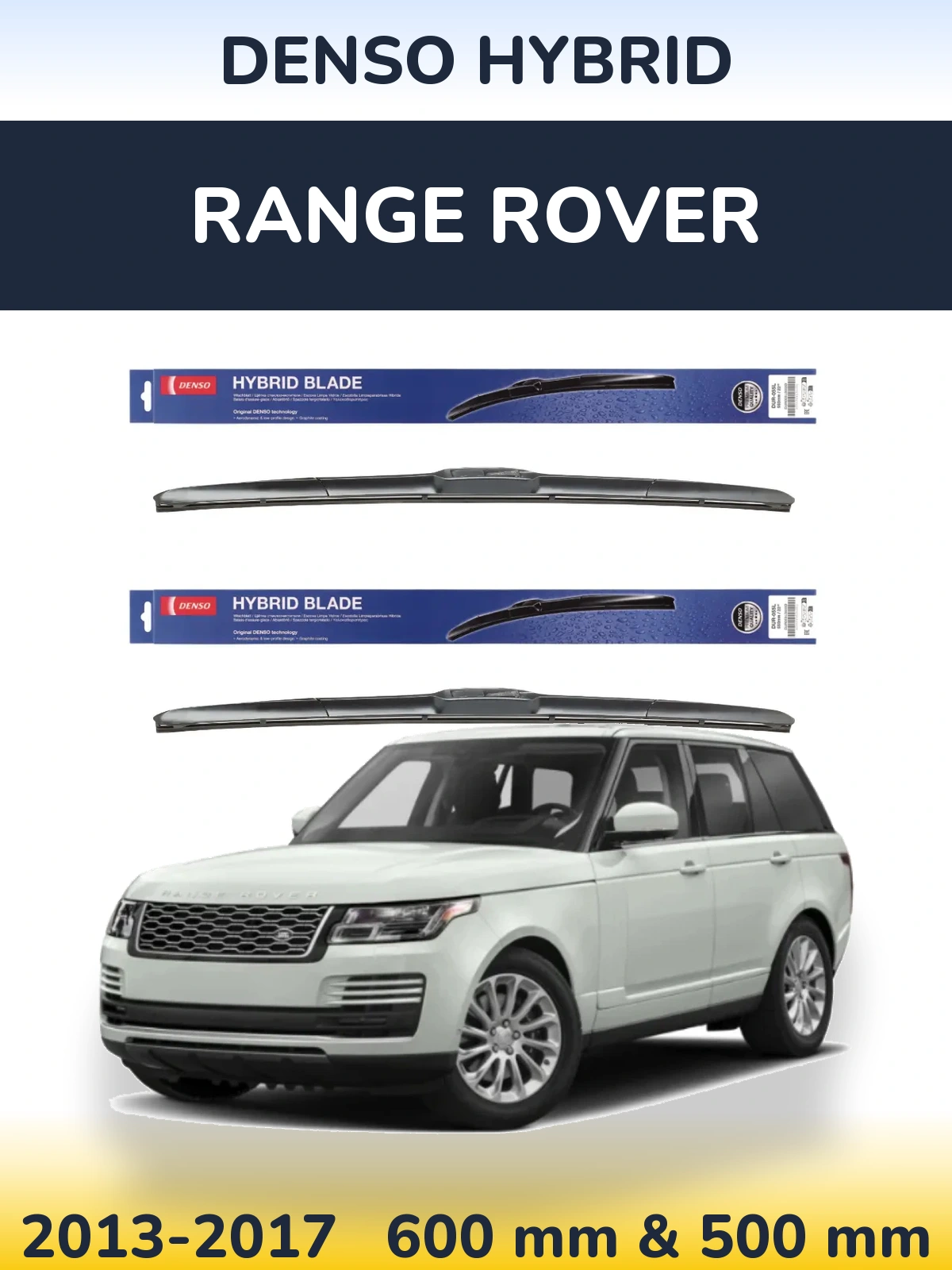 Komplet przednich wycieraczek Denso Hybrid 600 & 500 mm do Range Rover  2013-2017