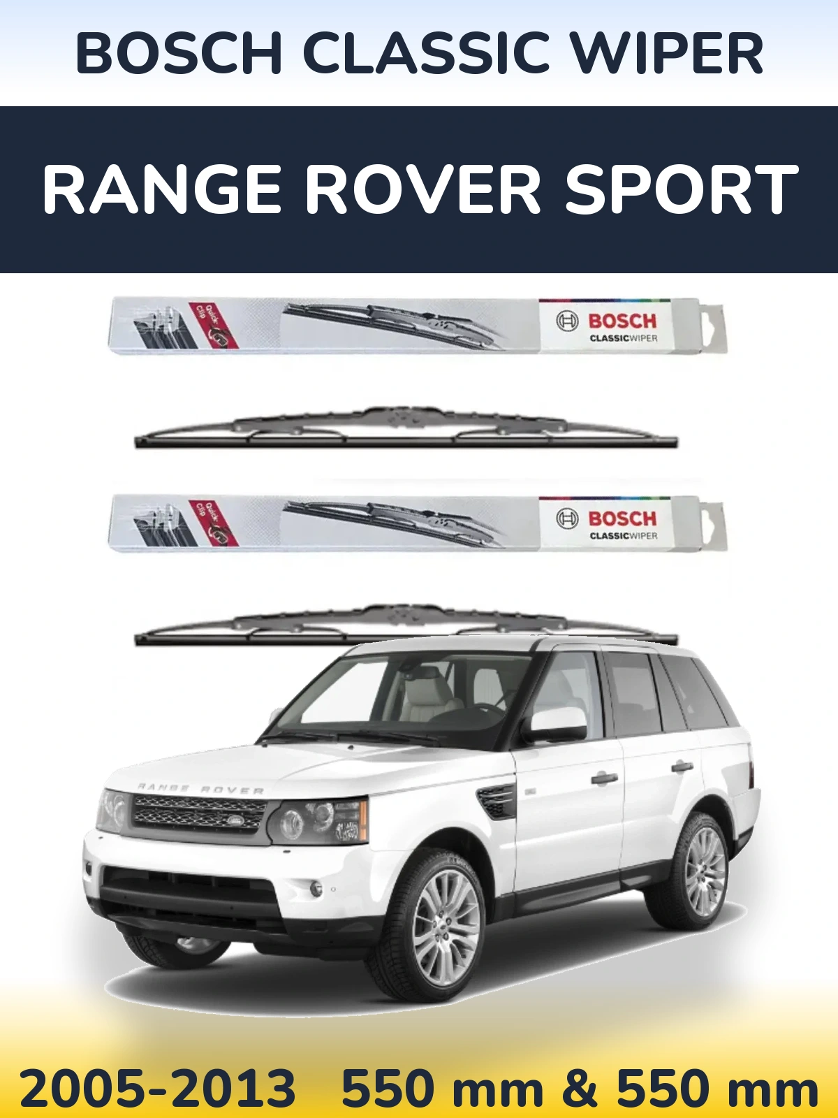 Komplet przednich wycieraczek BOSCH Classic Wiper 550 & 550 mm do Range Rover Sport 2005-2013