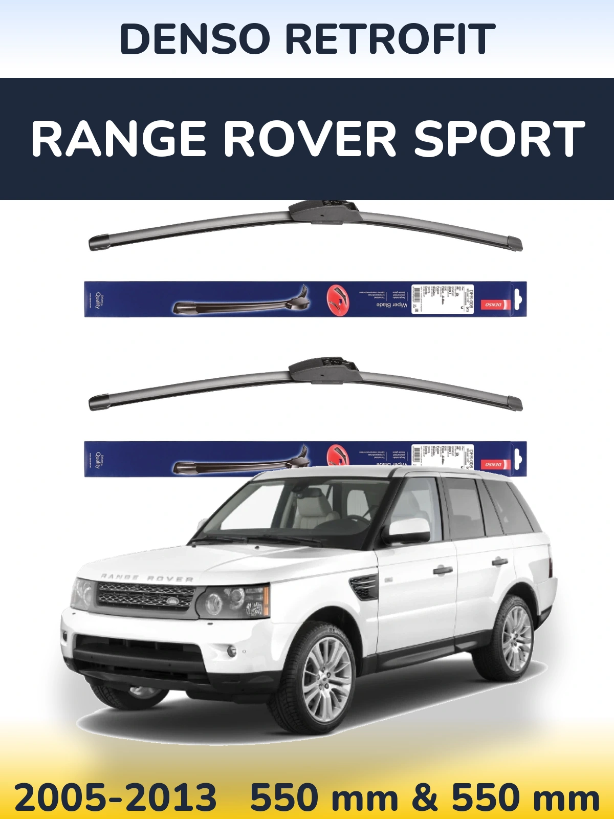 Front wiper blade set Denso Retrofit 550 & 550 мм for Range Rover Sport 2005-2013