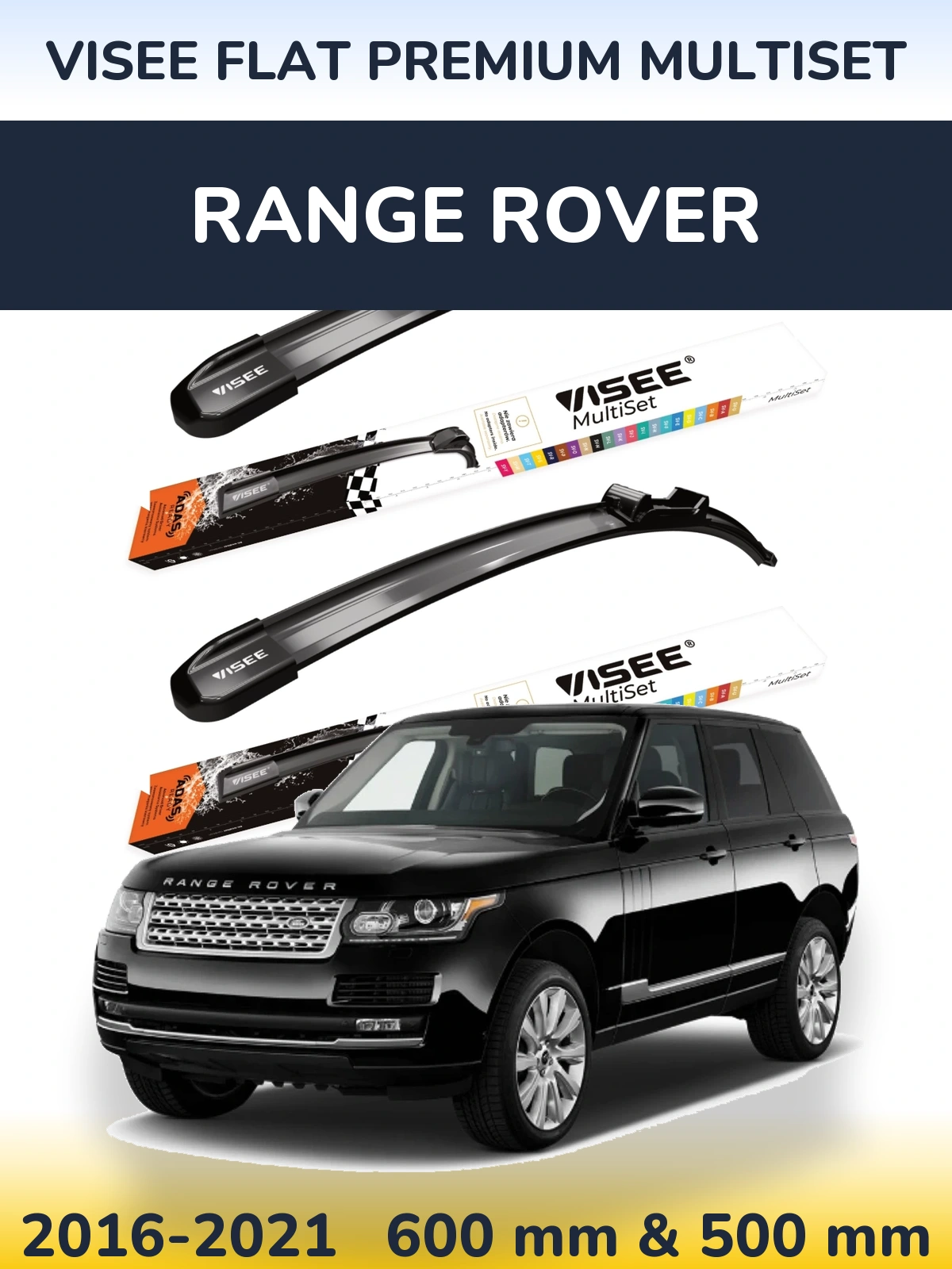 Front wiper blade set VISEE FLAT PREMIUM MultiSet 600 & 500 mm for Range Rover  2016-2021