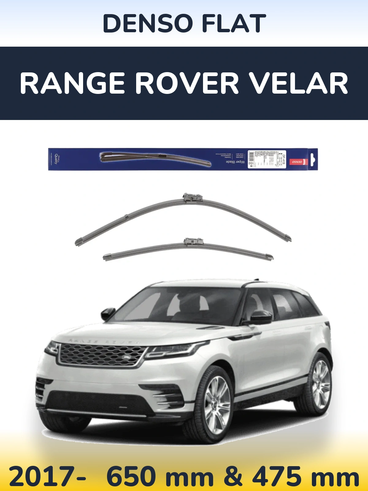 Komplet przednich wycieraczek Denso Flat 650 & 475 mm do Range Rover Velar 2017-2026