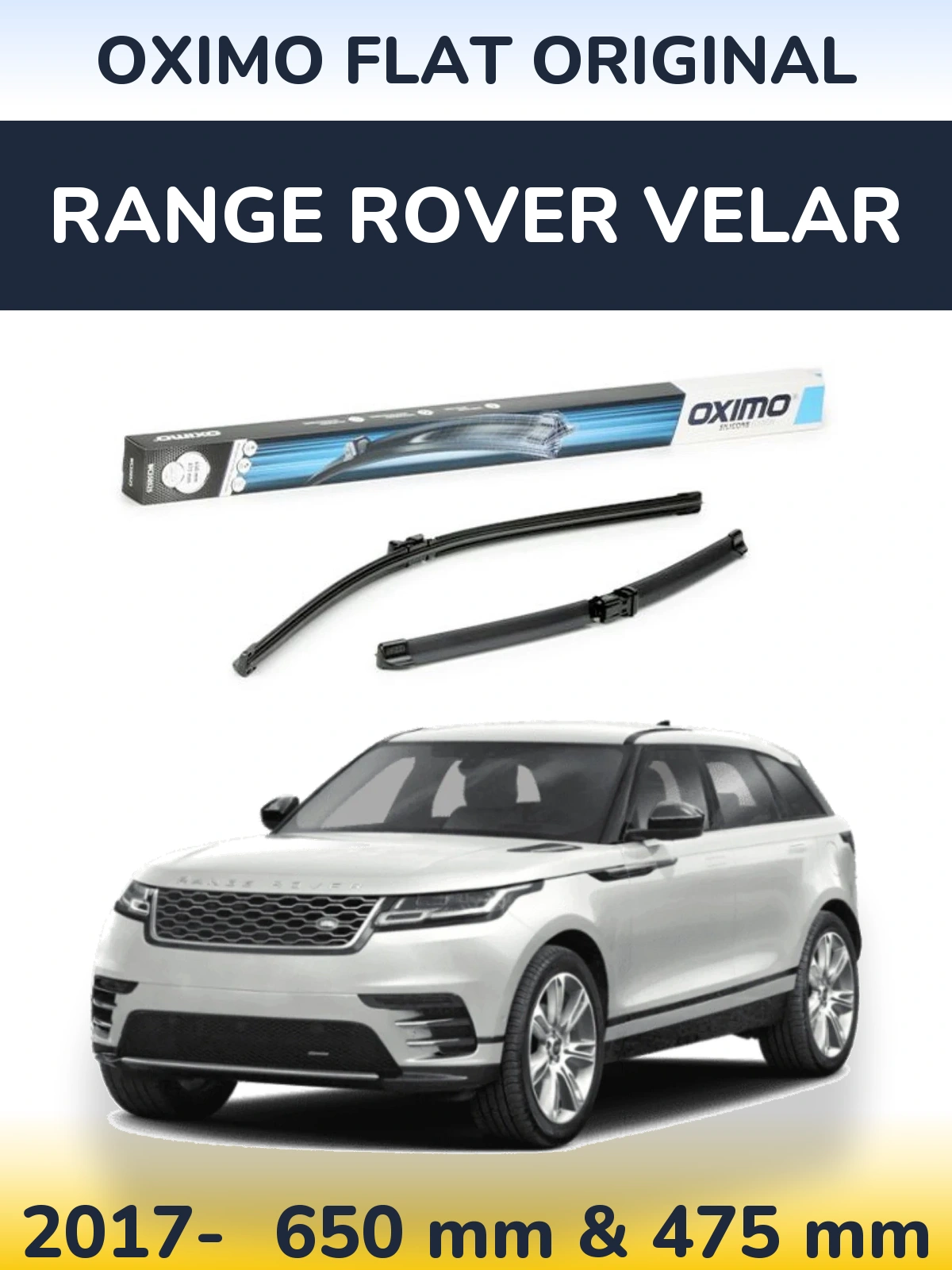 Front wiper blade set Oximo Flat Original 650 & 475 мм for Range Rover Velar 2017-2026