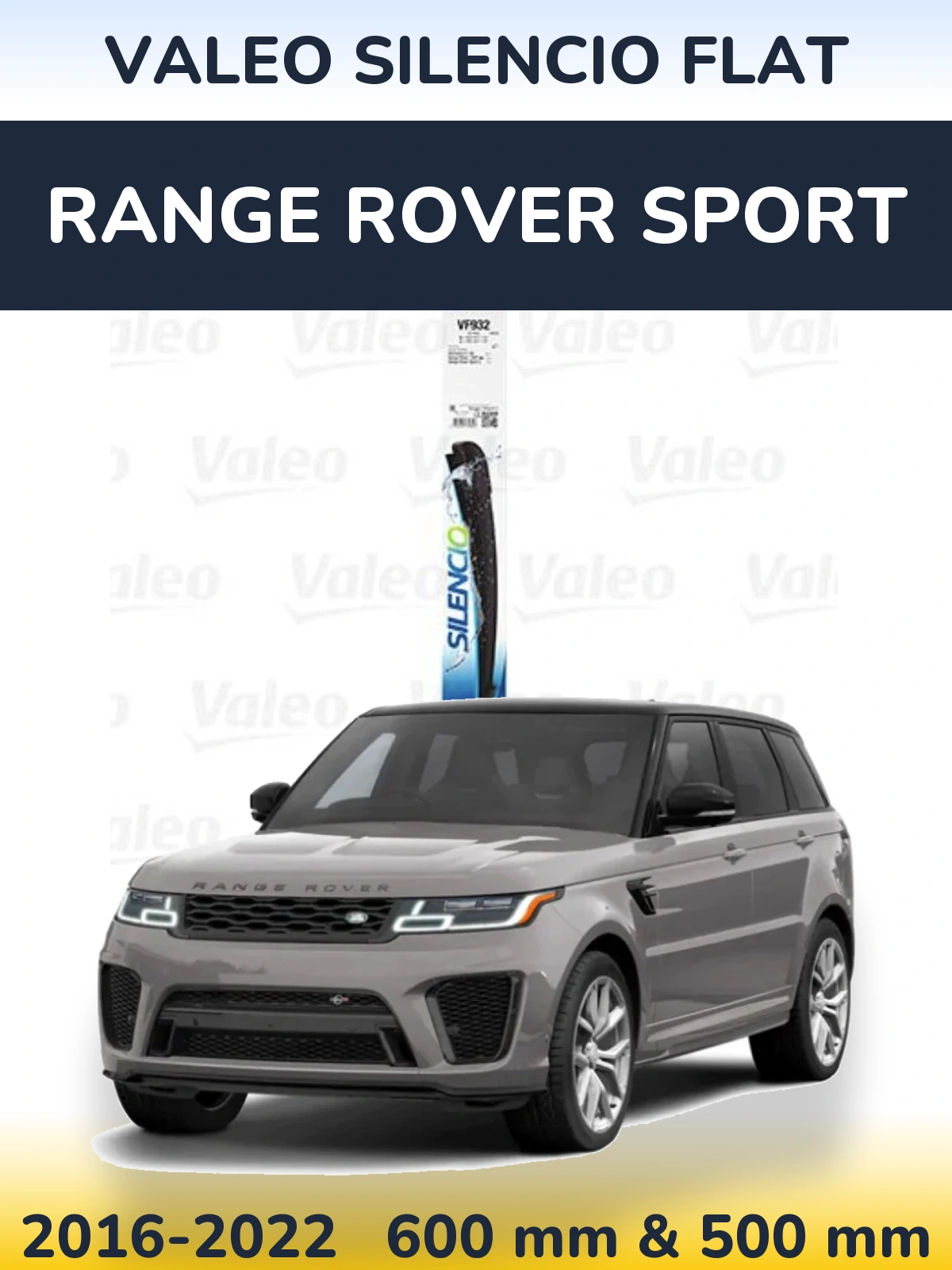 Komplet przednich wycieraczek Valeo Silencio Flat 600 & 500 mm do Range Rover Sport 2016-2022