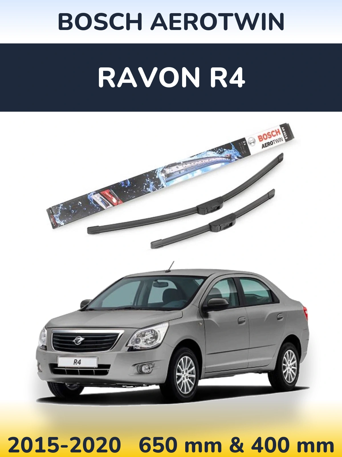 Komplet przednich wycieraczek BOSCH AeroTwin 650 & 400 mm do Ravon R4 2015-2020