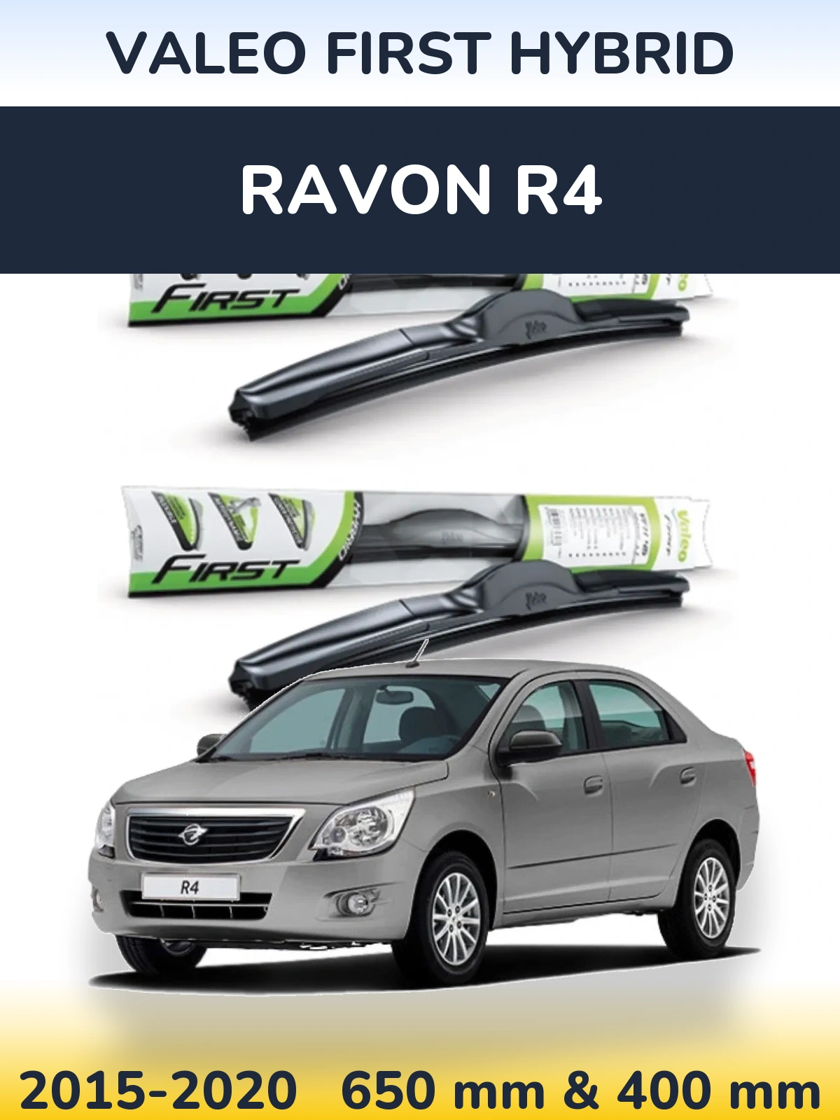 Komplet przednich wycieraczek Valeo First Hybrid 650 & 400 mm do Ravon R4 2015-2020