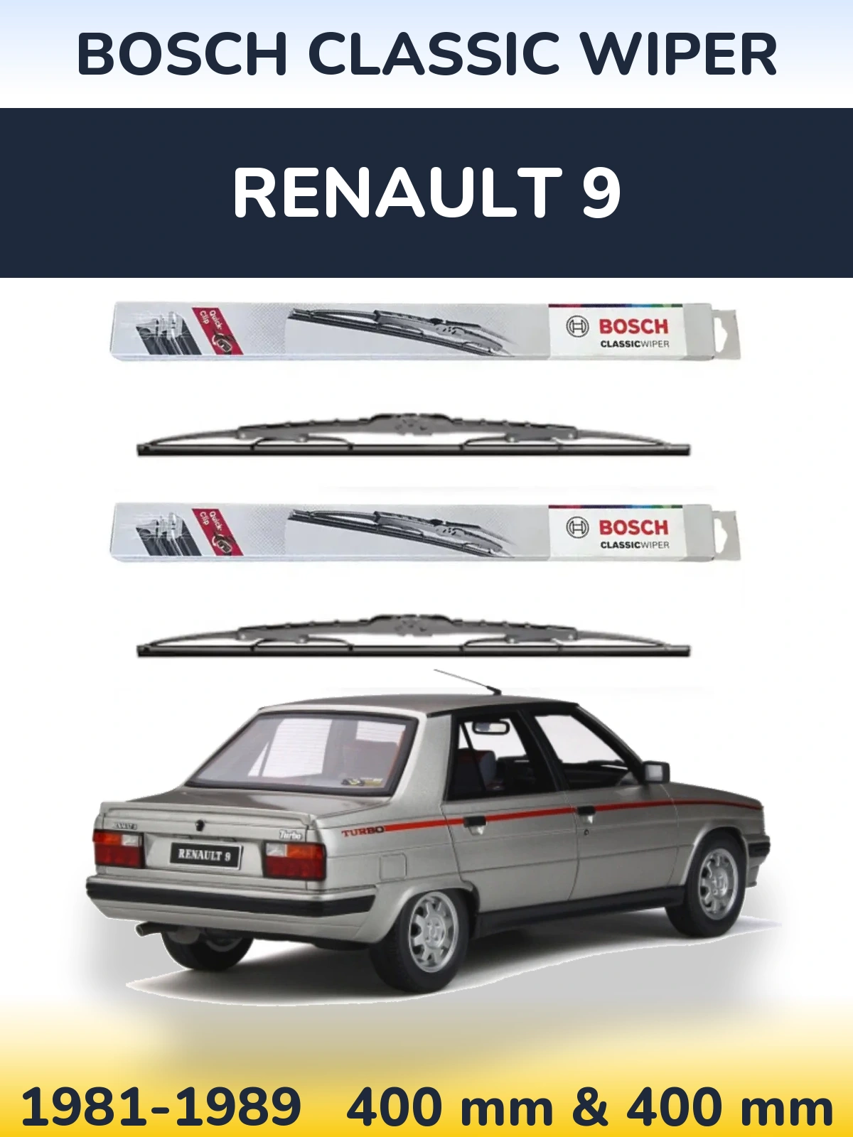 Komplet przednich wycieraczek BOSCH Classic Wiper 400 & 400 mm do Renault 9 1981-1989
