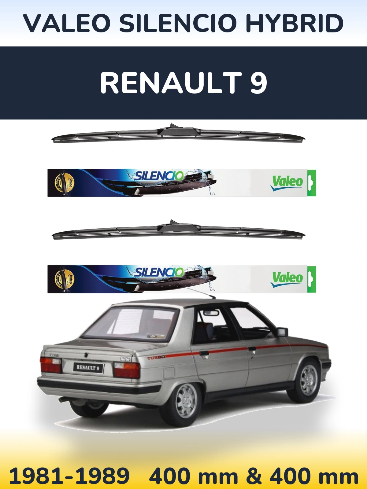 Комплект передних дворников Valeo Silencio Hybrid 400 & 400 мм для Renault 9 1981-1989