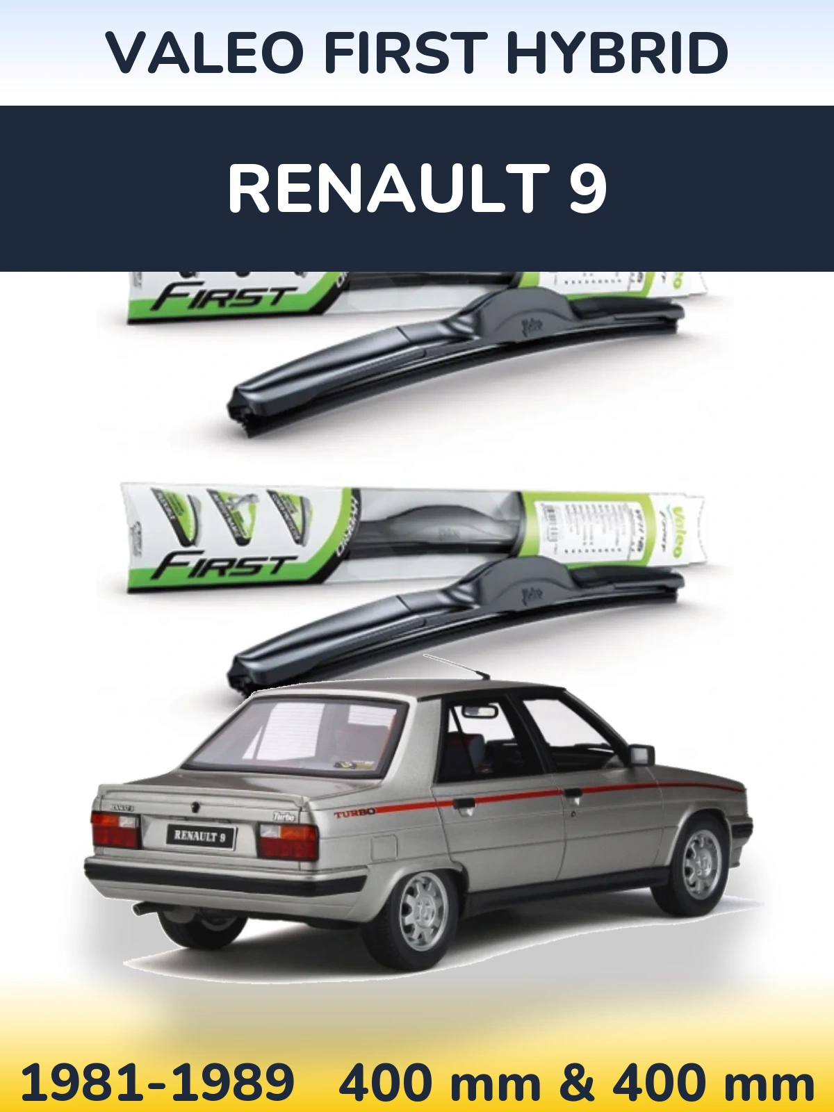 Front wiper blade set Valeo First Hybrid 400 & 400 мм for Renault 9 1981-1989