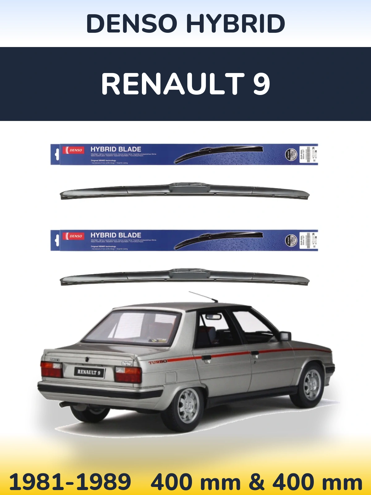 Комплект передних дворников Denso Hybrid 400 & 400 мм для Renault 9 1981-1989