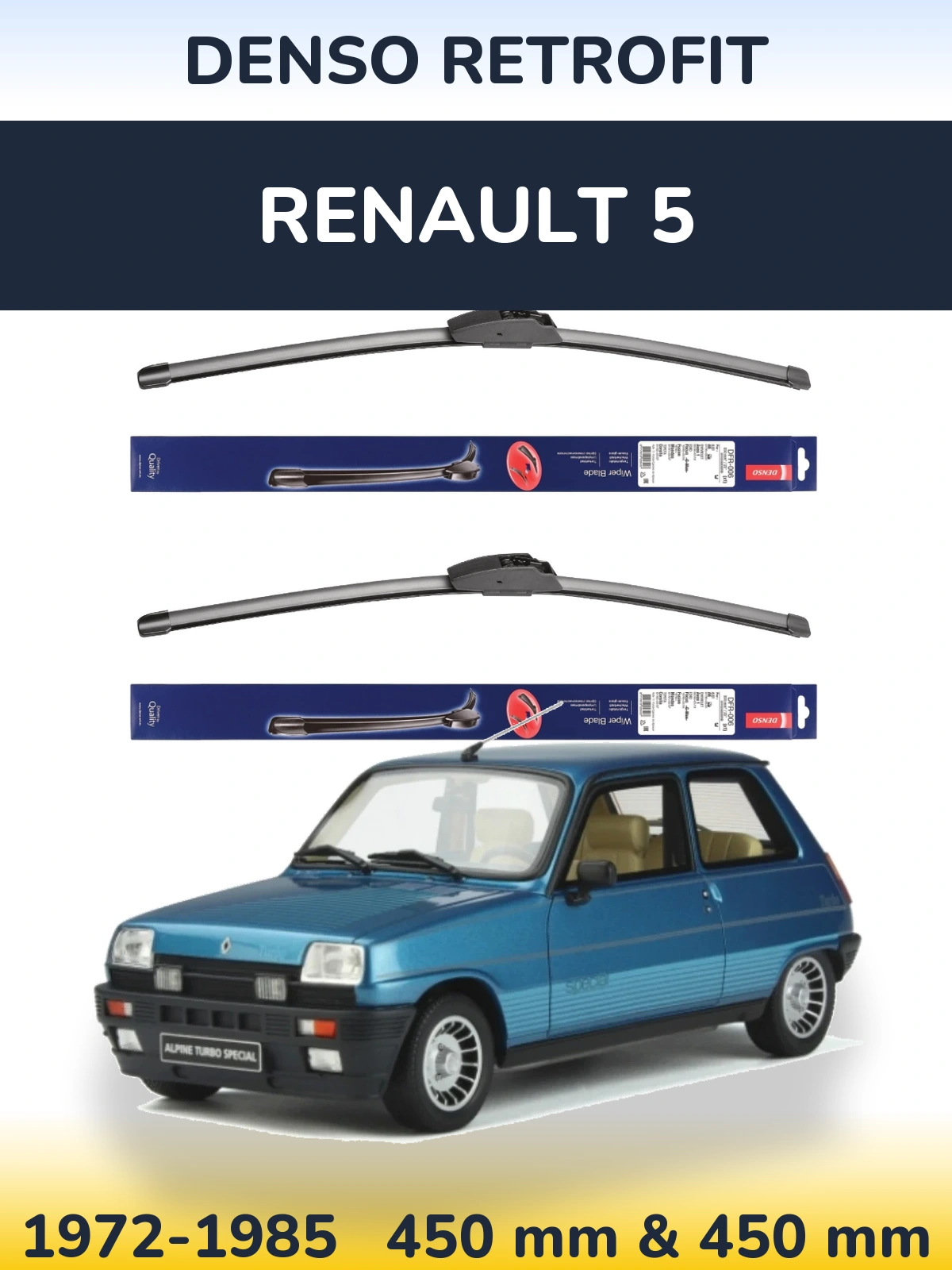 Комплект передніх щіток Denso Retrofit 450 & 450 мм для Renault 5 1972-1985
