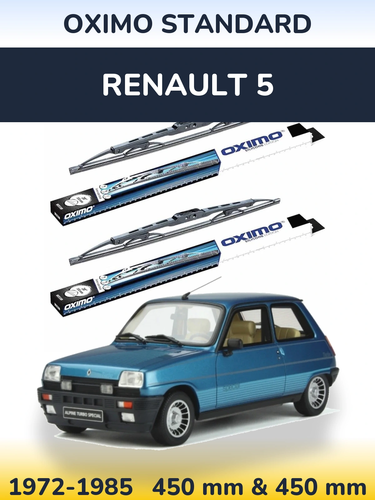 Komplet przednich wycieraczek Oximo Standard 450 & 450 mm do Renault 5 1972-1985