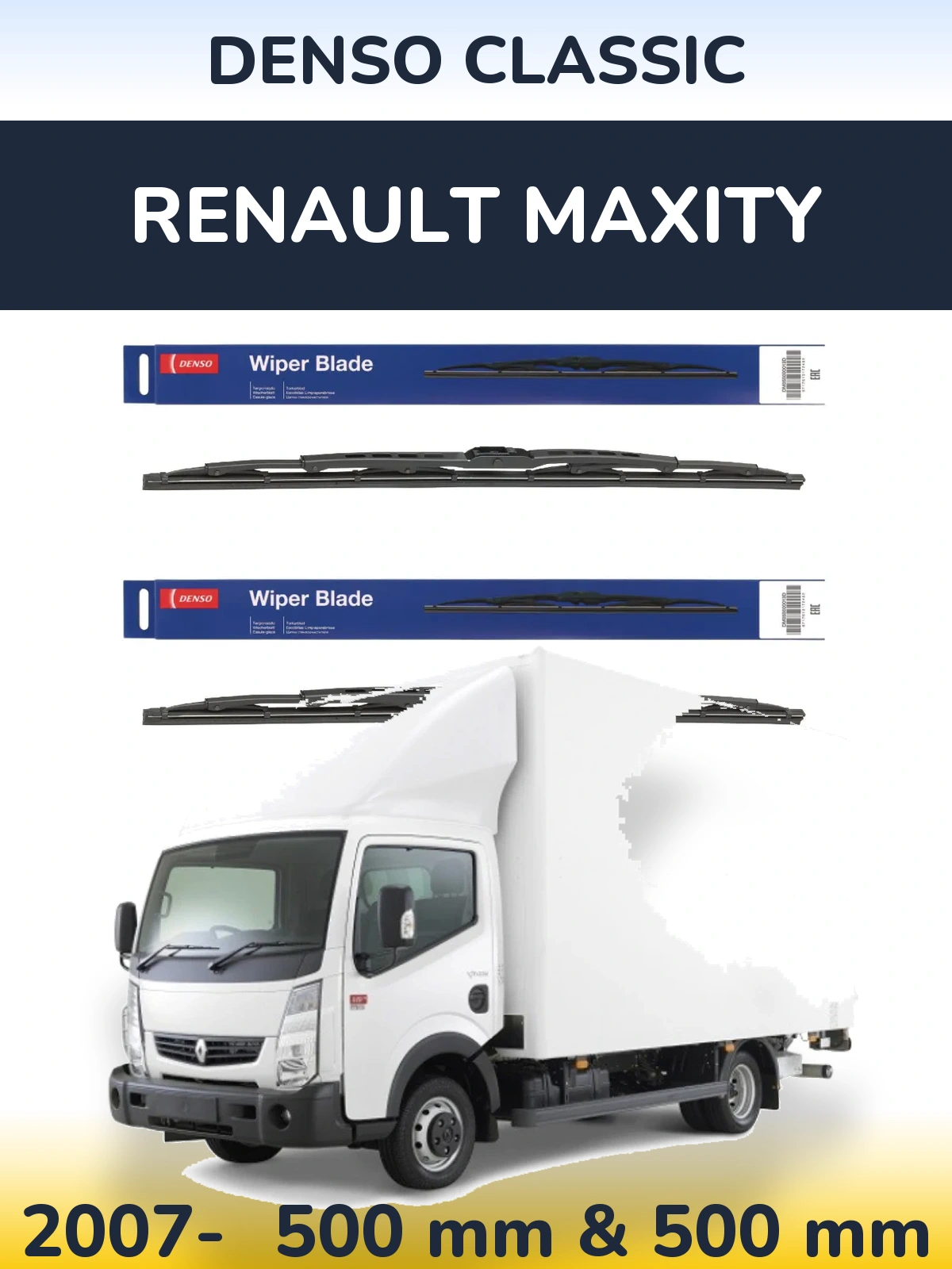 Komplet przednich wycieraczek Denso Classic 500 & 500 mm do Renault Maxity 2007-2026