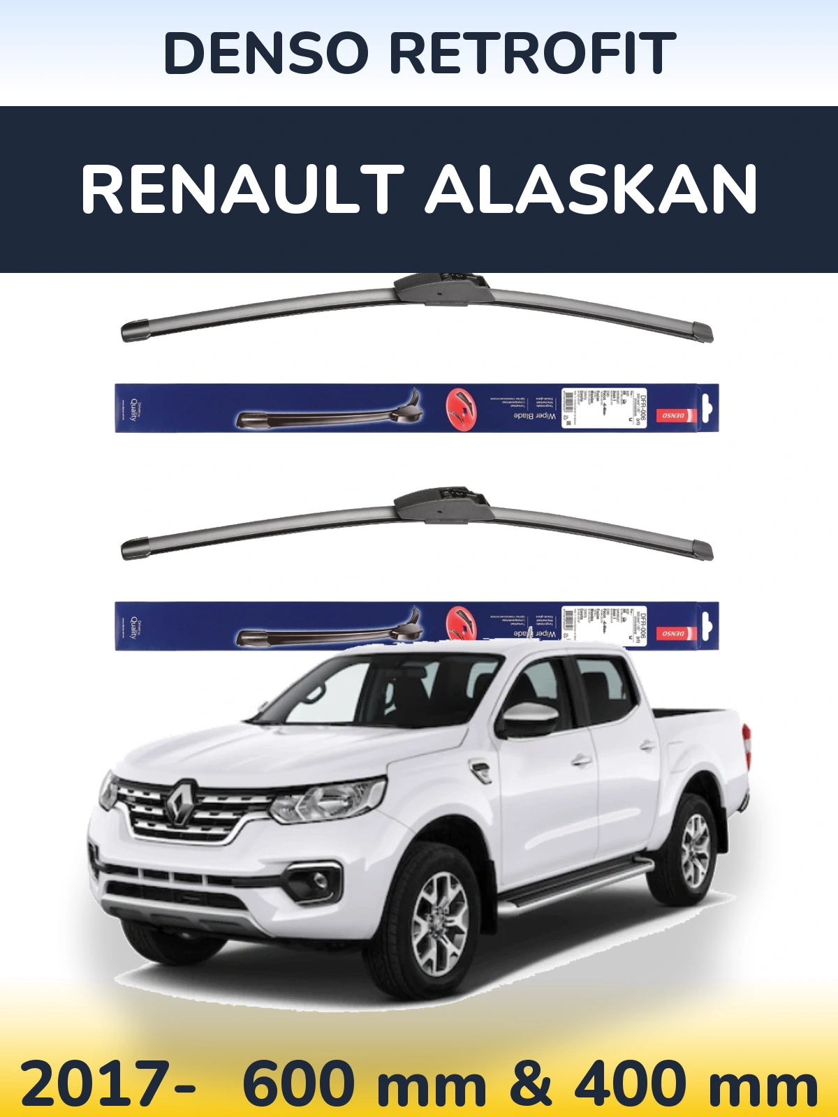 Комплект передних дворников Denso Retrofit 600 & 400 мм для Renault Alaskan 2017-2026