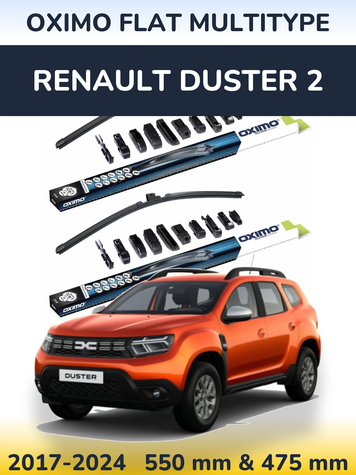 Komplet przednich wycieraczek Oximo Flat MultiType 550 & 475 mm do Renault Duster 2 2017-2024