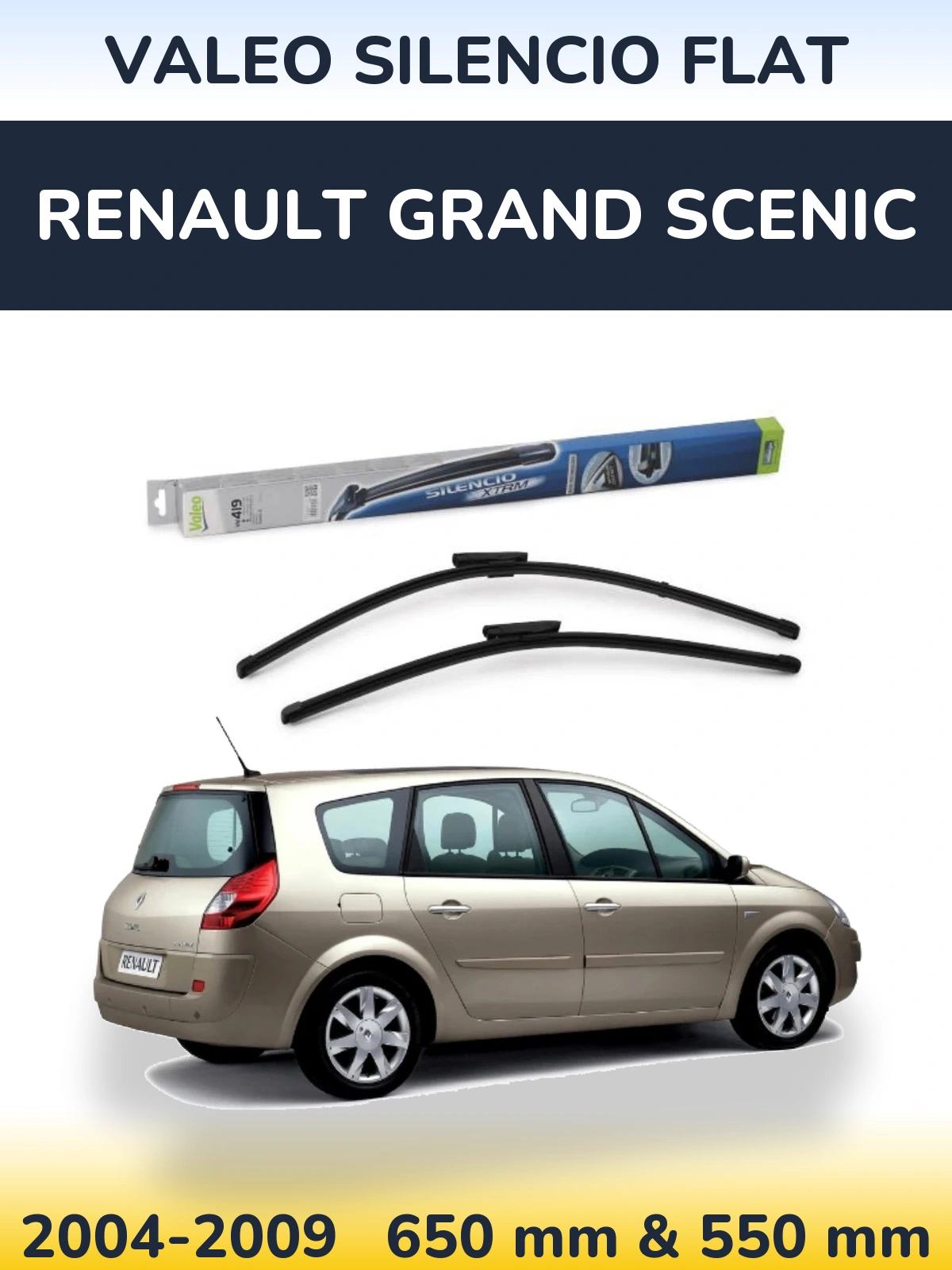 Комплект передних дворников Valeo Silencio Flat 650 & 550 мм для Renault Grand Scenic 2004-2009