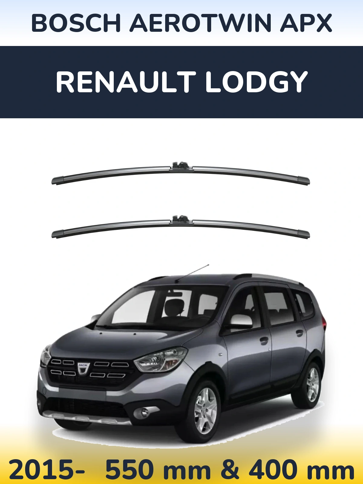 Комплект передних дворников BOSCH AeroTwin APX 550 & 400 мм для Renault Lodgy 2015-2026