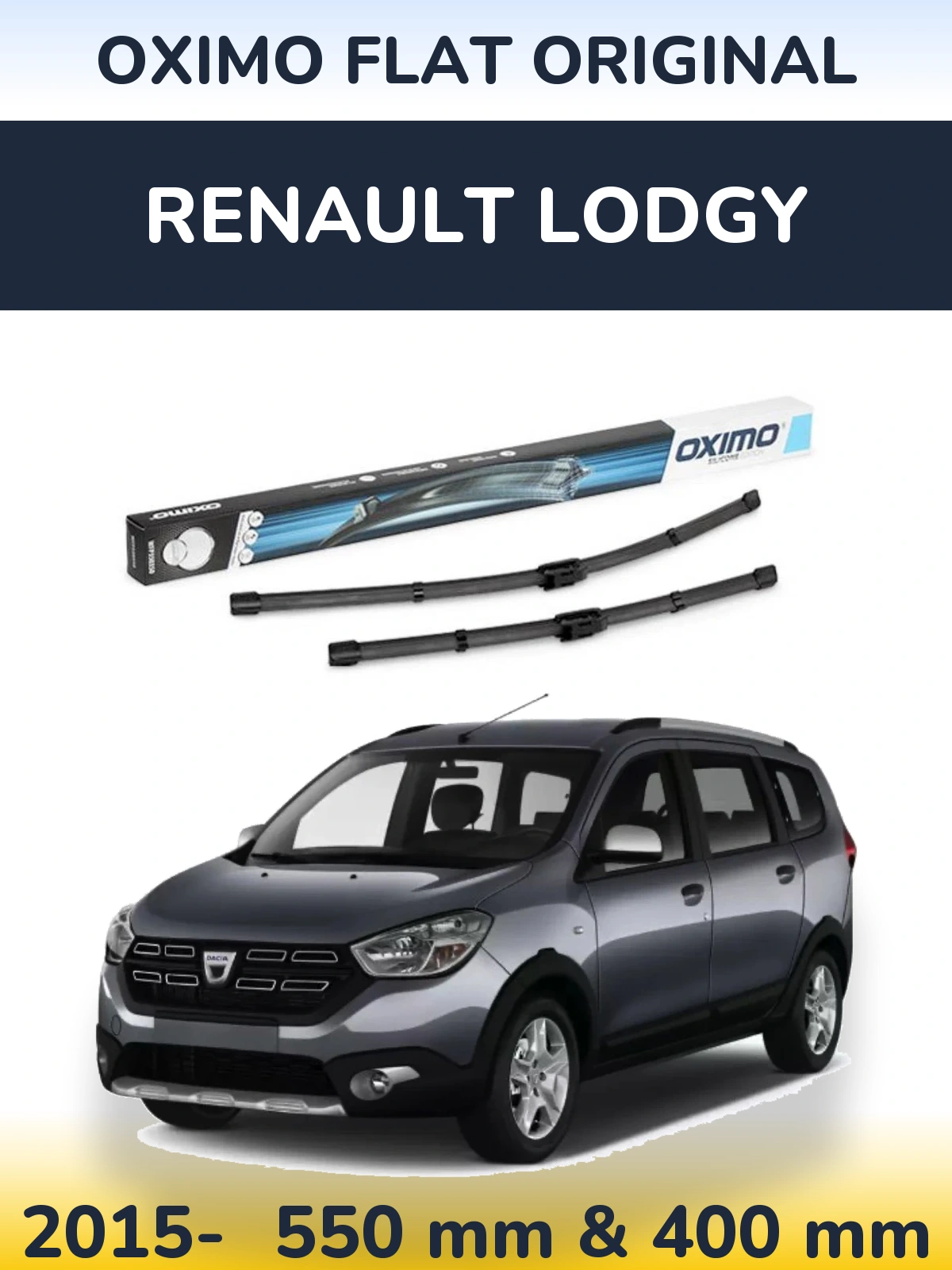 Front wiper blade set Oximo Flat Original 550 & 400 мм for Renault Lodgy 2015-2026