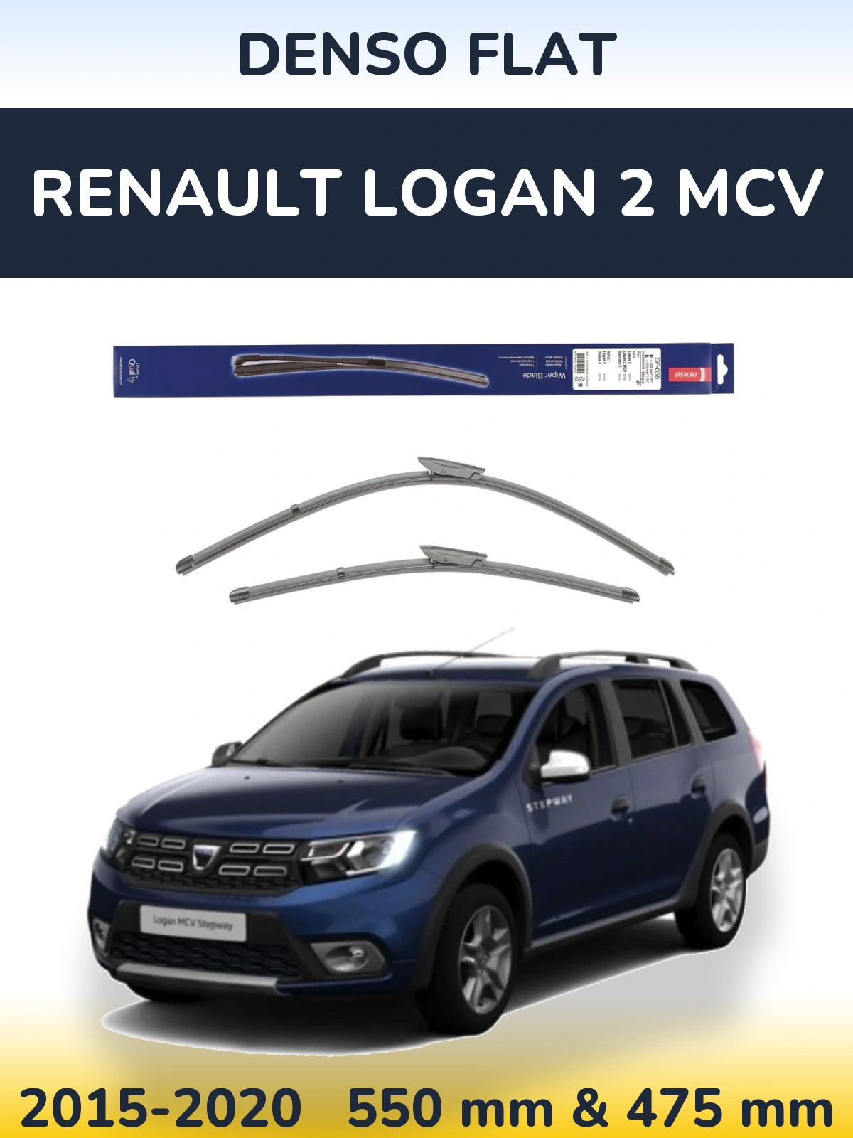 Комплект передних дворников Denso Flat 550 & 475 мм для Renault Logan 2 MCV 2015-2020